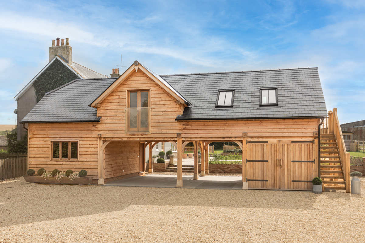 4 Bay Oak Framed Garage With Room Above by The Classic Barn Company ...