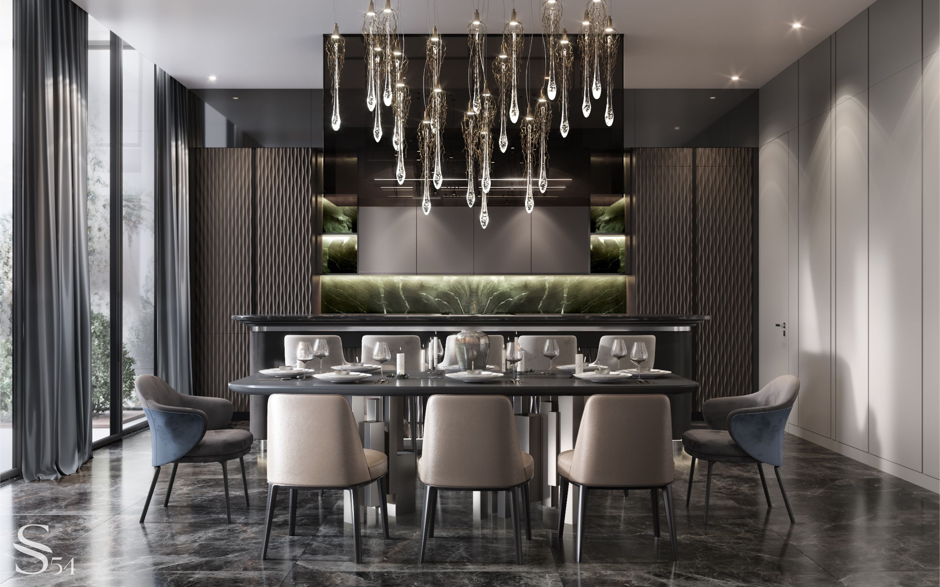 Dazzling interior of a villa on Bluewaters Island in Dubai by Studia 54 ...