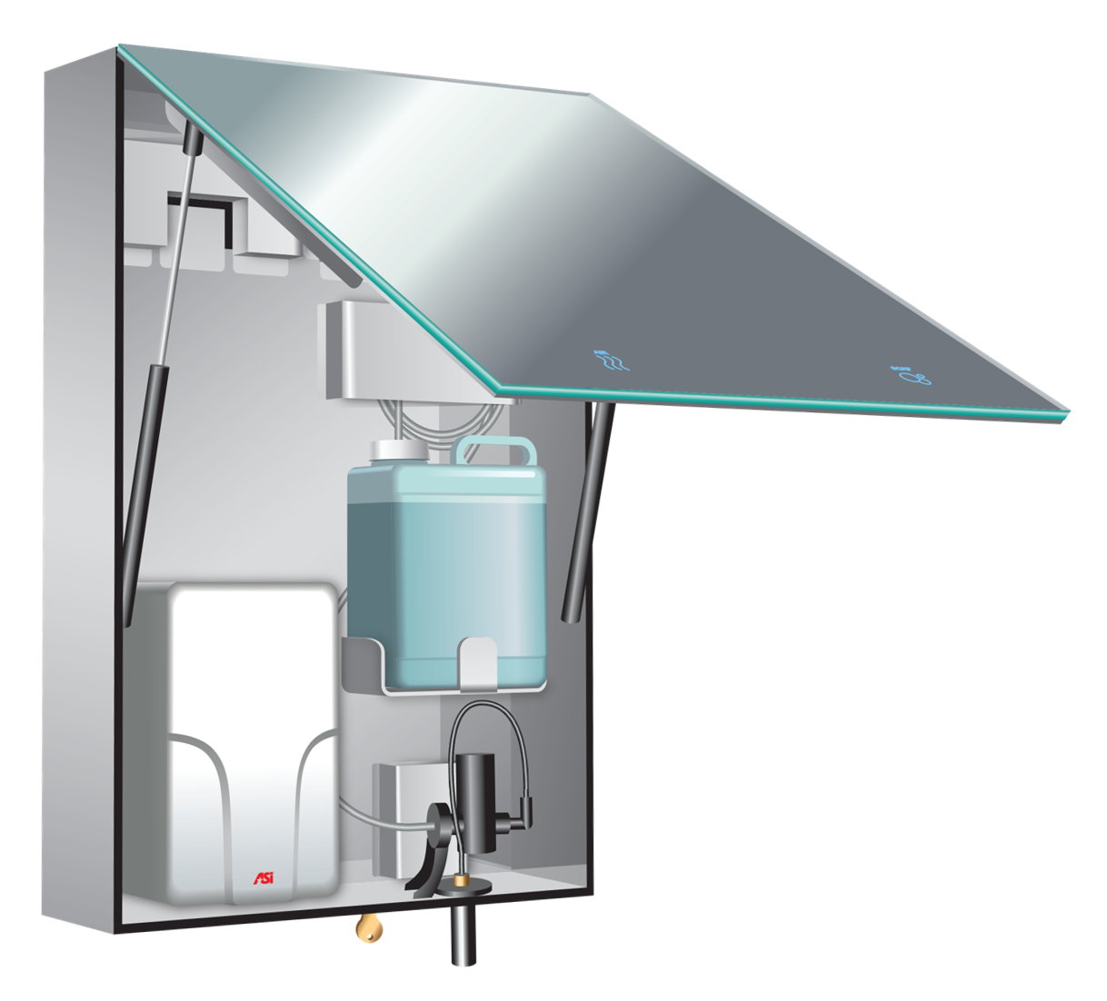  0661-1/-2 VELARE™ - Concealed Mirror Cabinet w/ Liquid Soap Dispenser and Hand Dryer