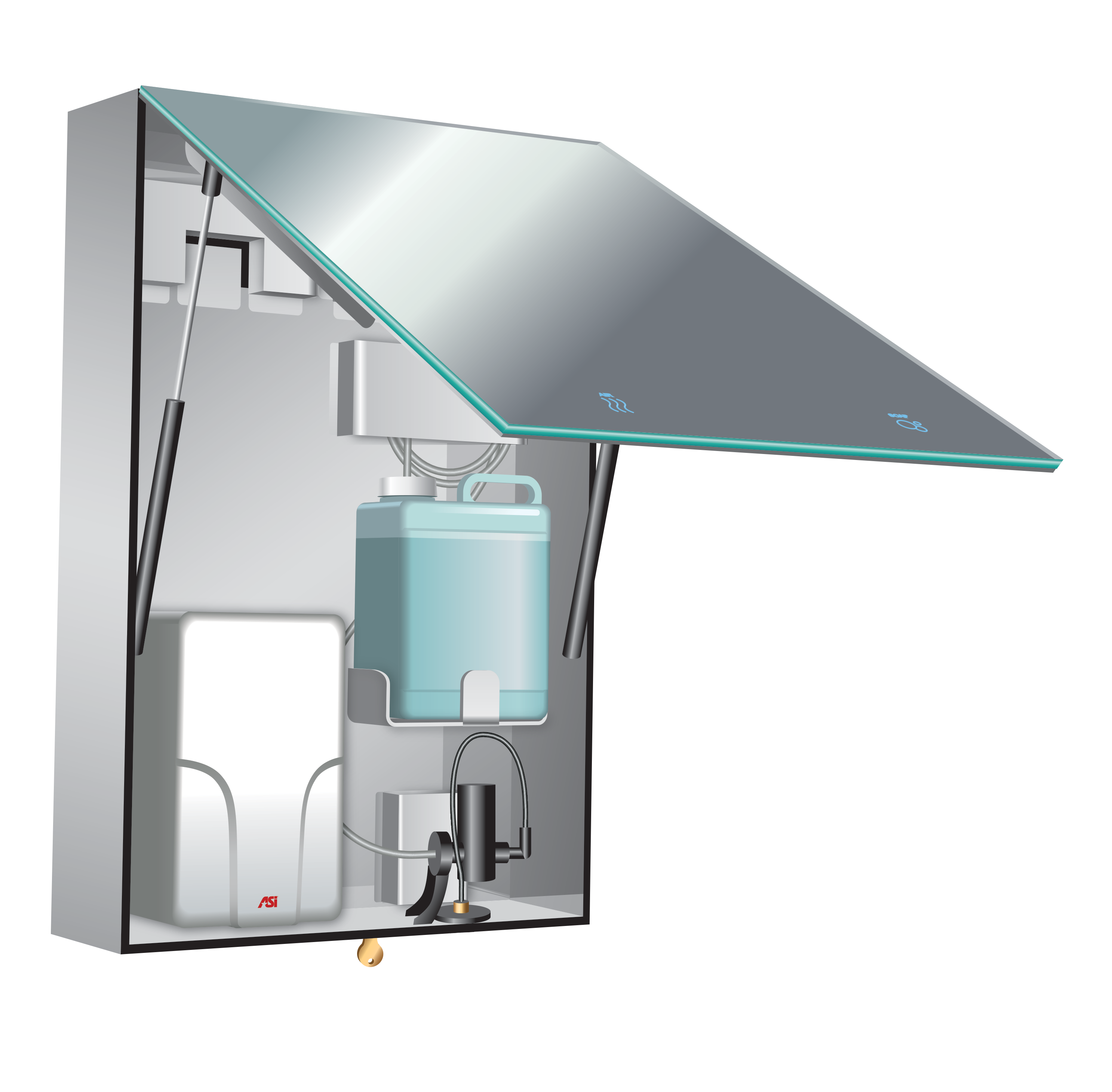  0663-1/-2 VELARE™ - Concealed Mirror Cabinet w/ Foam Soap Dispenser and Hand Dryer