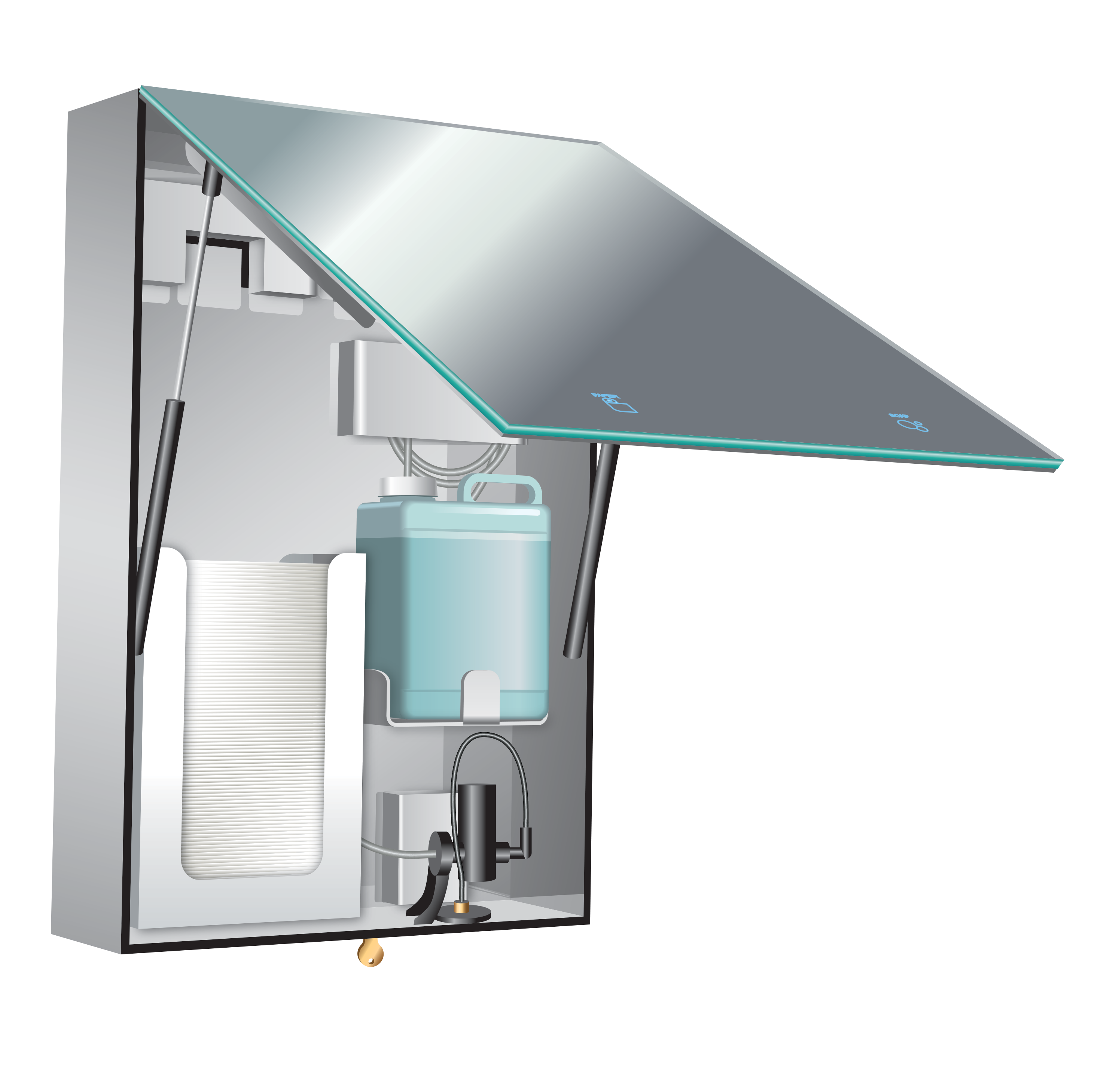 0663-T VELARE™ - Concealed Mirror Cabinet w/ Foam Soap and Paper Towel Dispensers