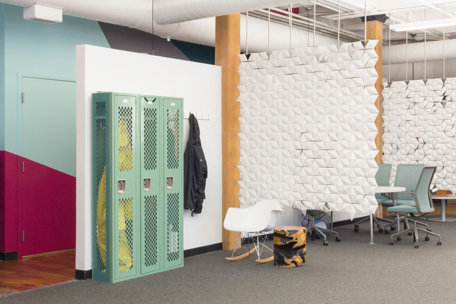 Facet. Hanging Open Office Separation Screen - Height 82.7” X Width 80.3”
