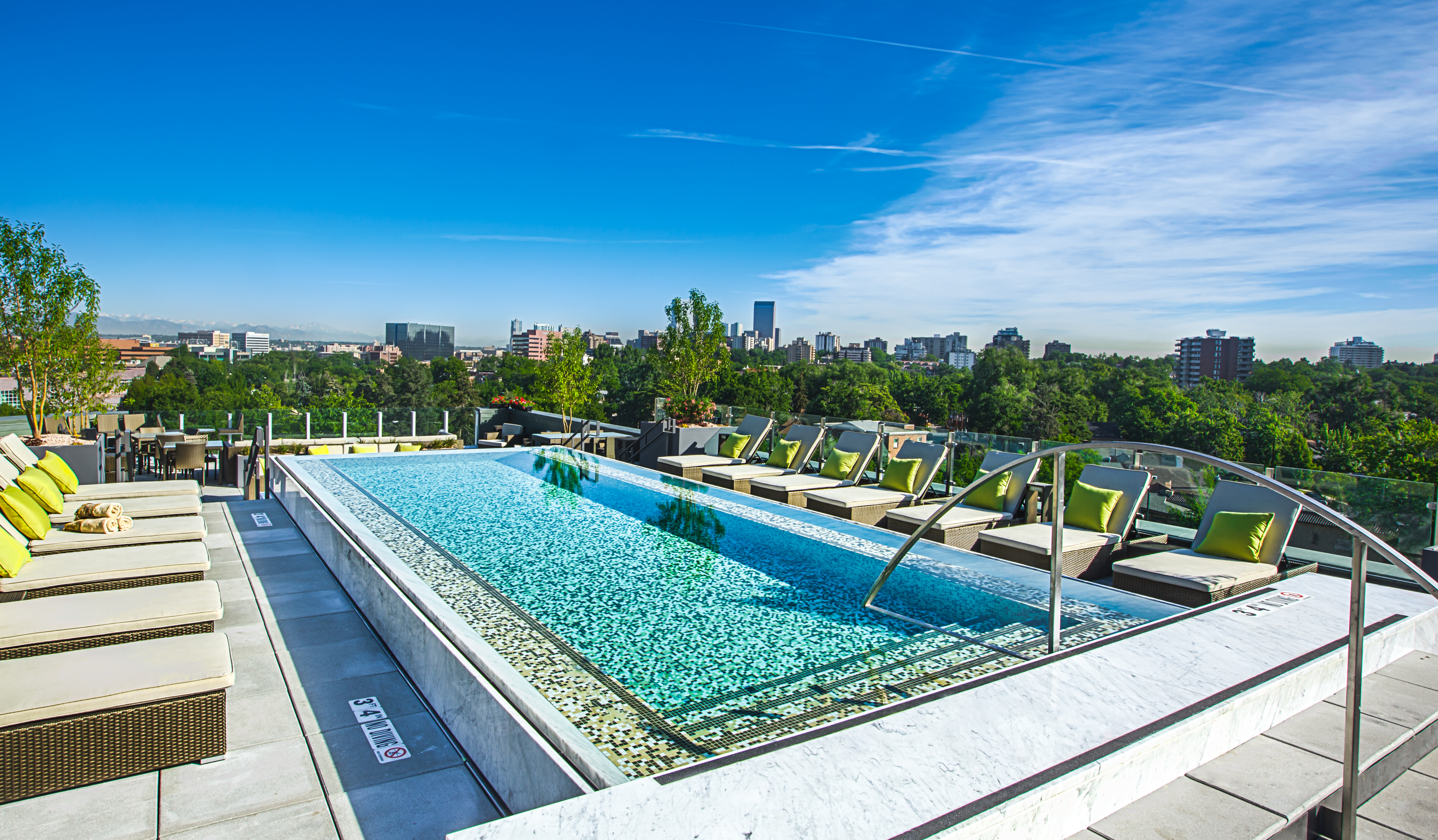 Custom Tiled Stainless Steel Swimming Pool With Spillover Water Feature