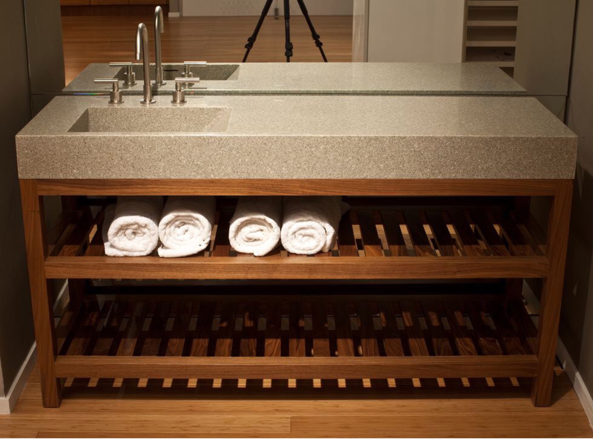 Designer Series Vanity-Slatted Vanity with Intregal Sink