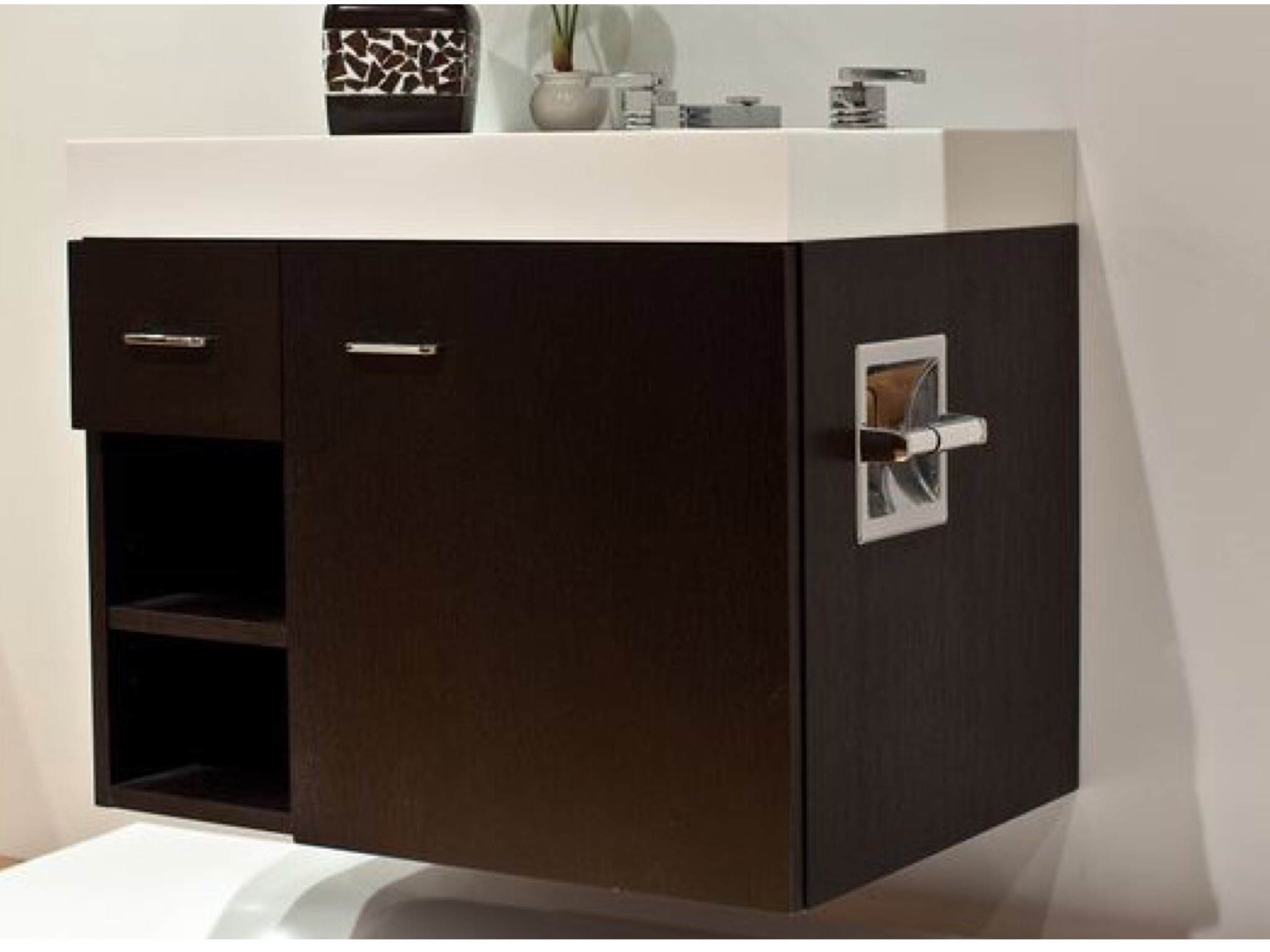 Designer Series Vanity-Vanity with Intregal Sink & Shelves 