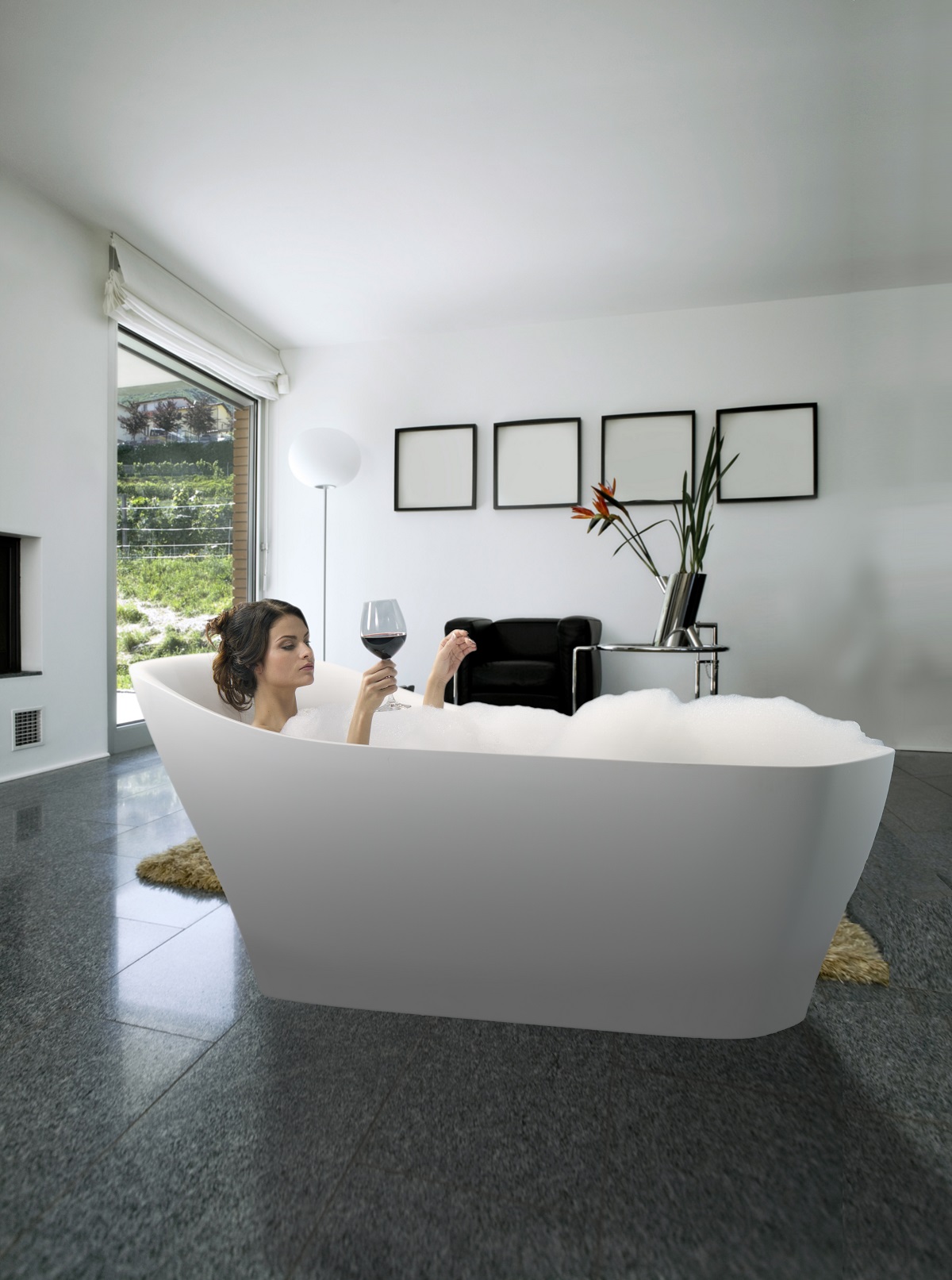 Emmanuelle-Wht Freestanding AquaStone Bath