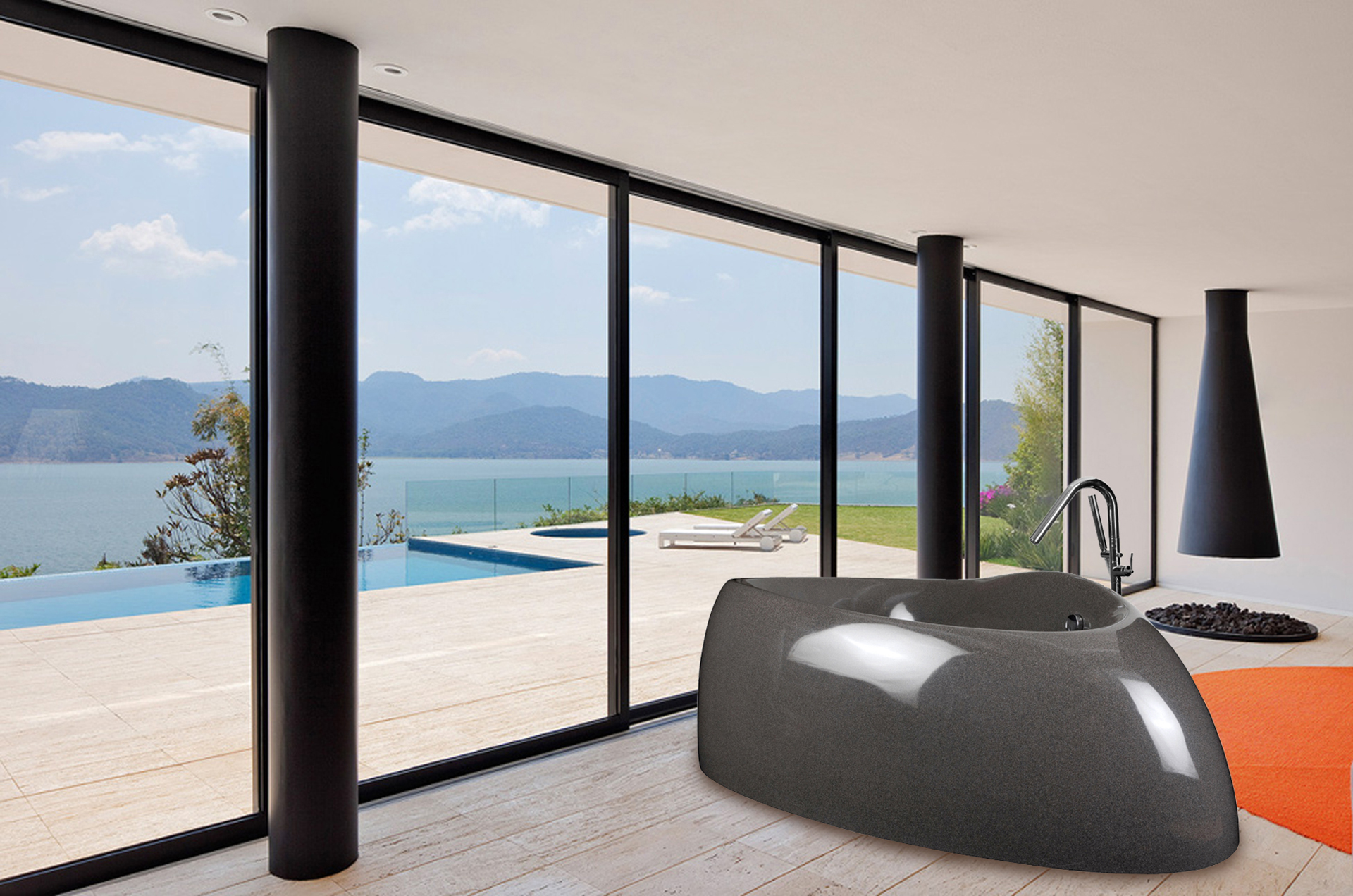 Organic Coffee Freestanding Hybrid Acrylic-Composite Bathtub