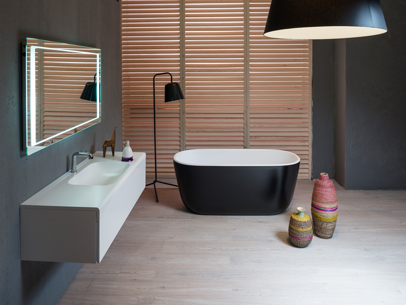 Lullaby Black & White Freestanding AquaStone Bathtub