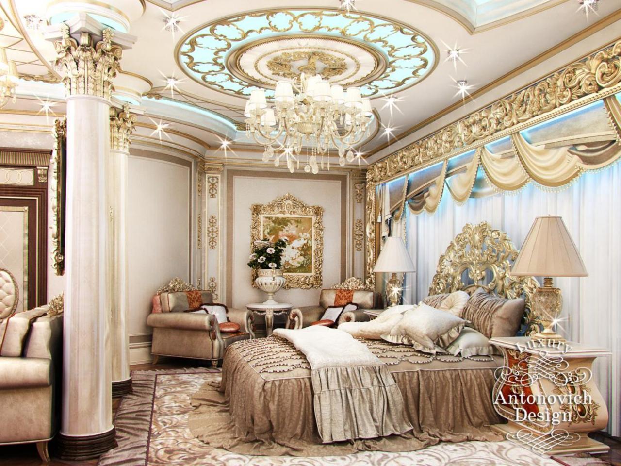 Королевская роскошь 3. Королевская спальня Luxury Antonovich Design. Antonovich Design интерьеры в стиле Барокко. Antonovich Design спальня Королевский стиль. Анжелика Прудникова Барокко.