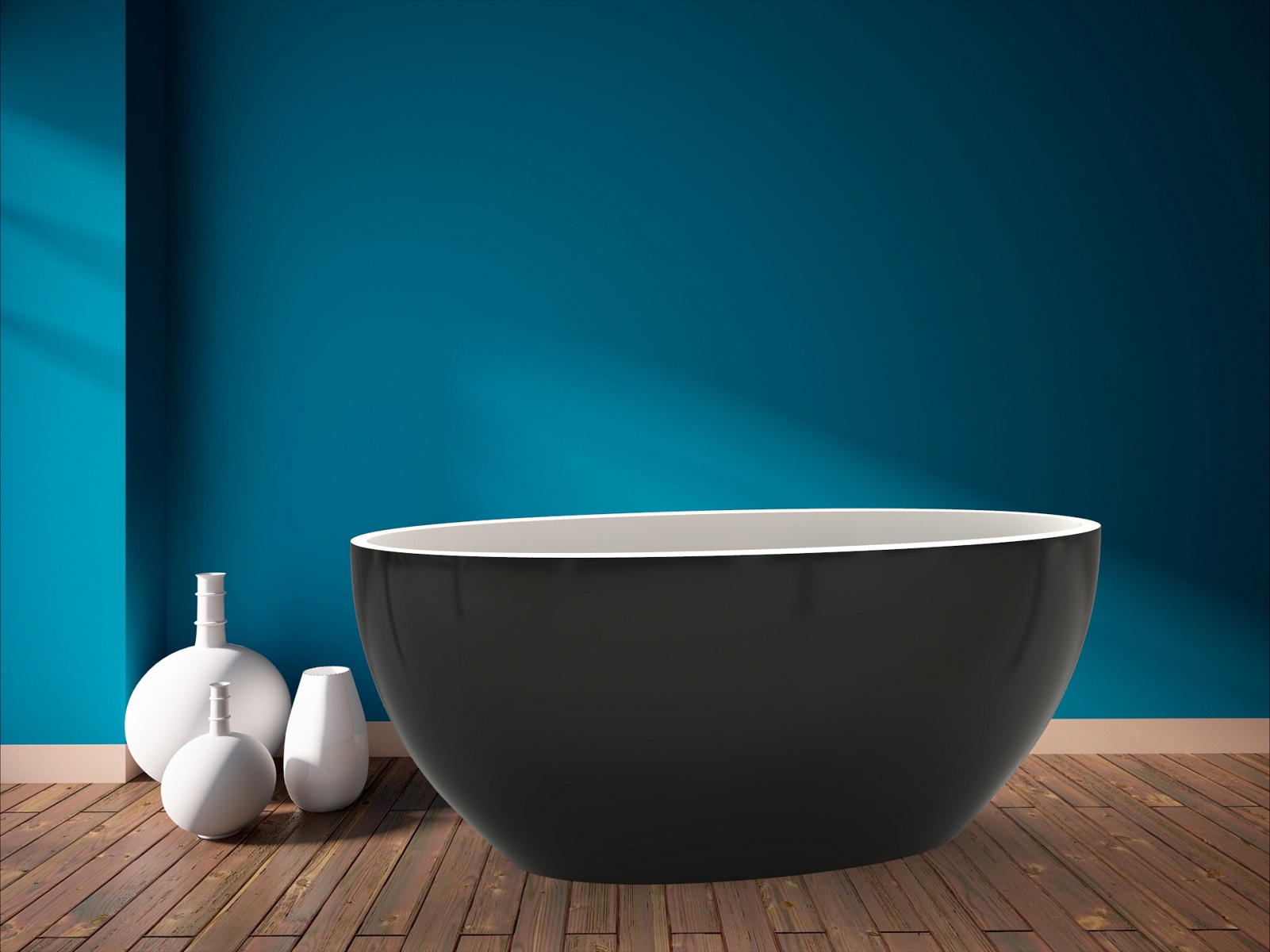 Aquatica Sensuality Mini-F-Black-Wht Freestanding AquaStone Bathtub