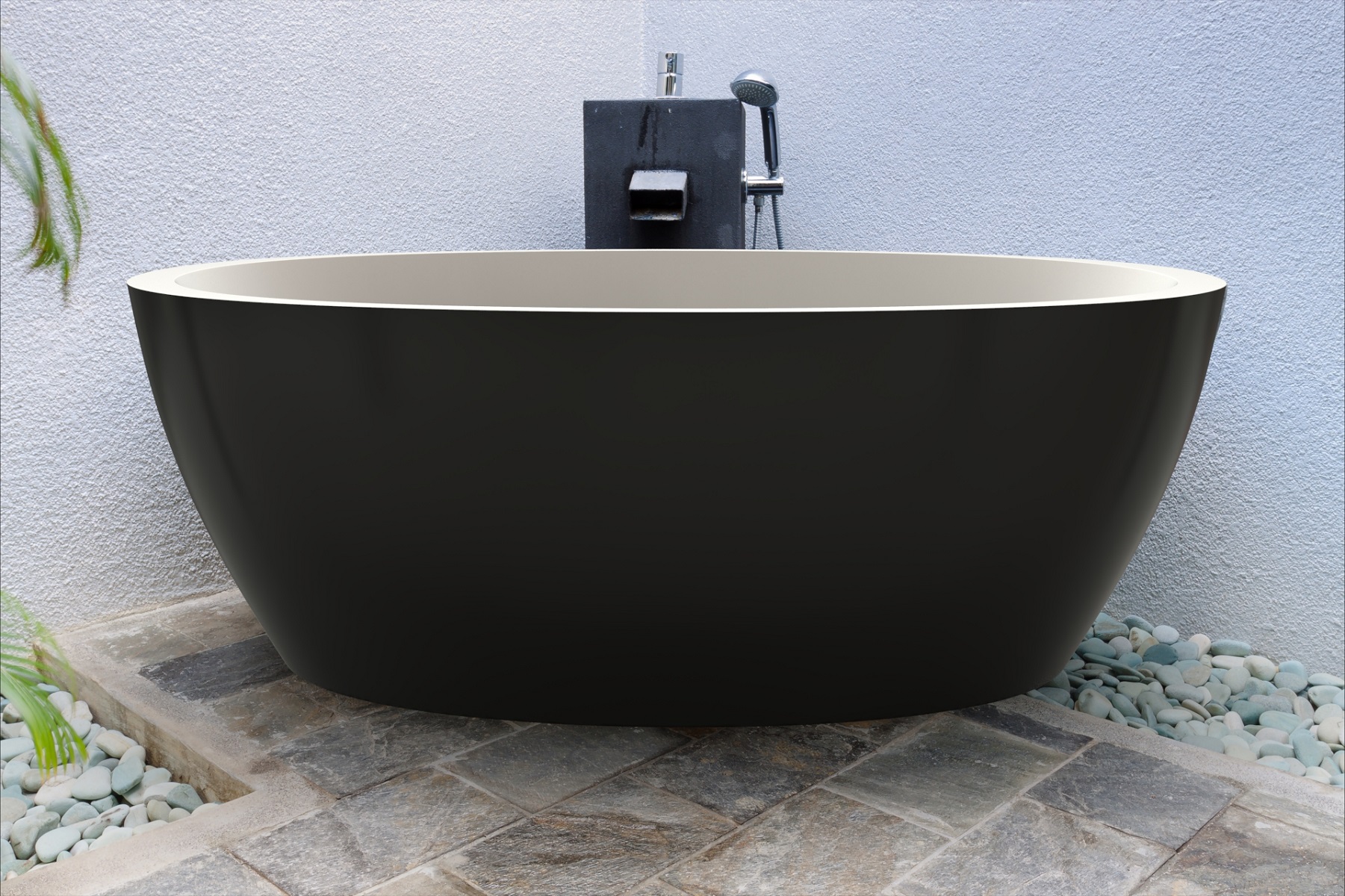 Aquatica Sensuality Black-Wht Freestanding AquaStone Bathtub