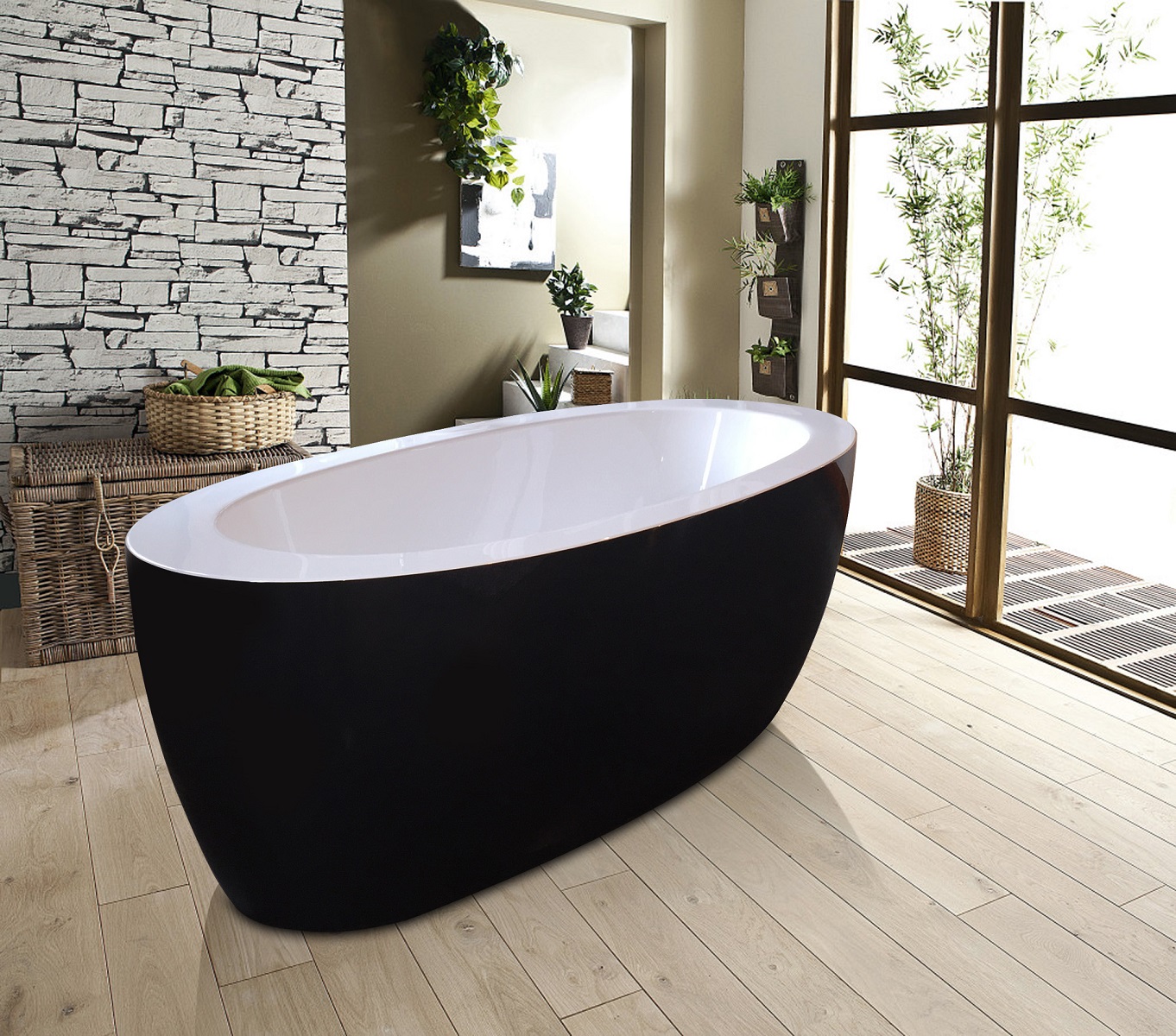 Aquatica PureScape 174B-Blck-Wht Freestanding Acrylic Bathtub