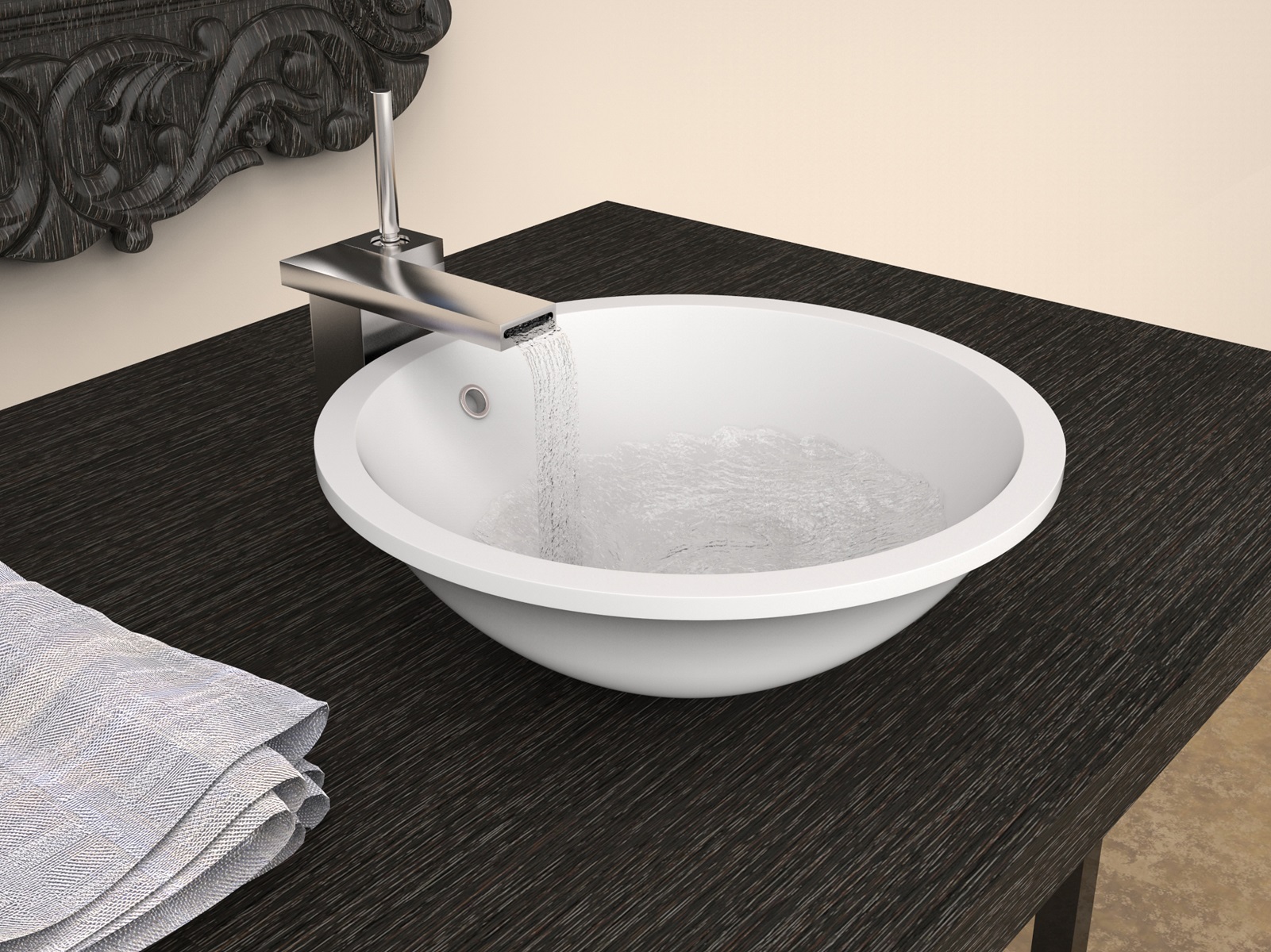 Aquatica Lotus-Wht Round Stone Vessel Sink