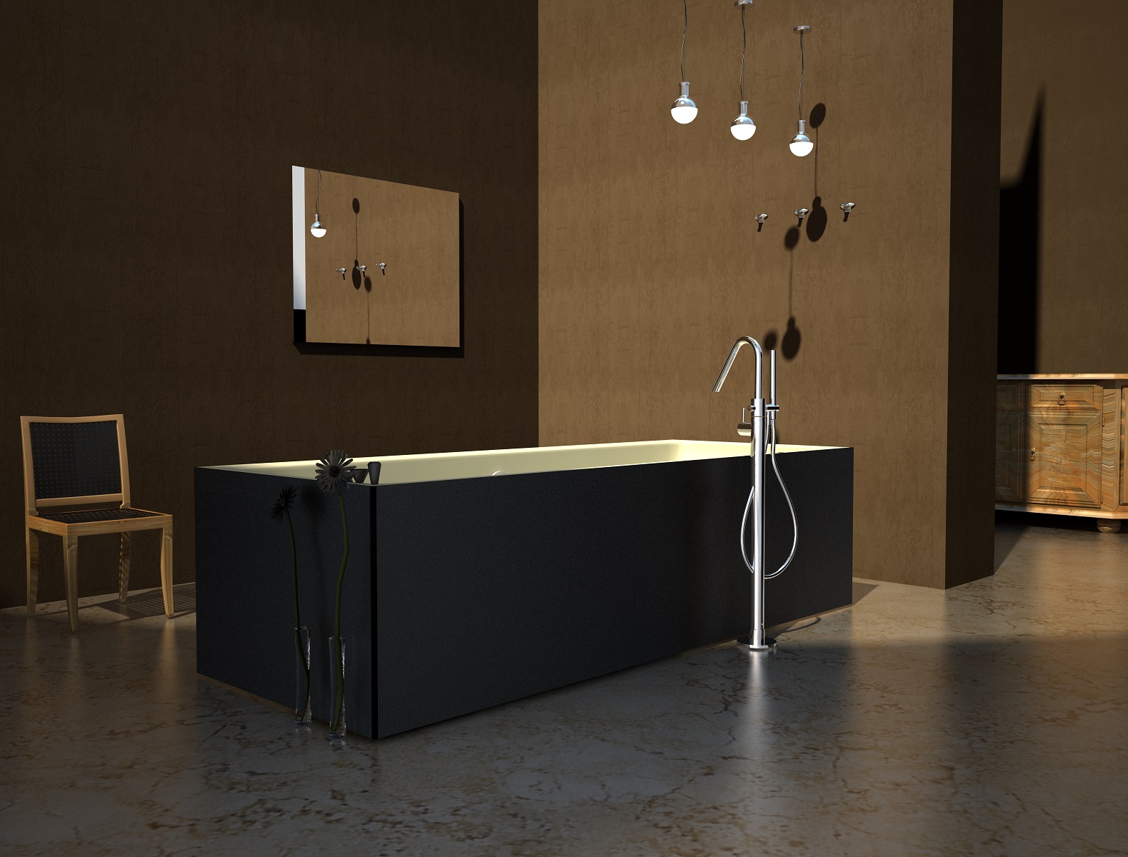 Aquatica Colonna Faucet – Floor Mounted Tub Filler – Chrome
