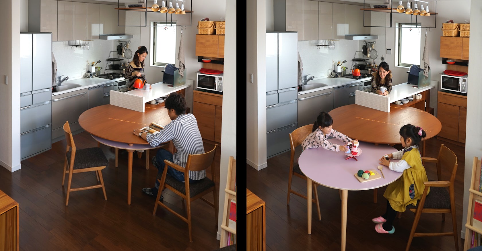 A custom designed revolving table for a ready built small home by Yuki ...