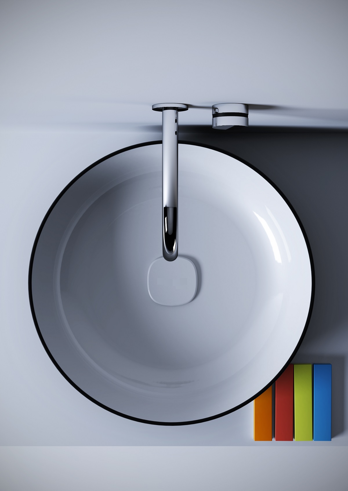 Metamorfosi-Black-Wht Round Ceramic Bathroom Vessel Sink
