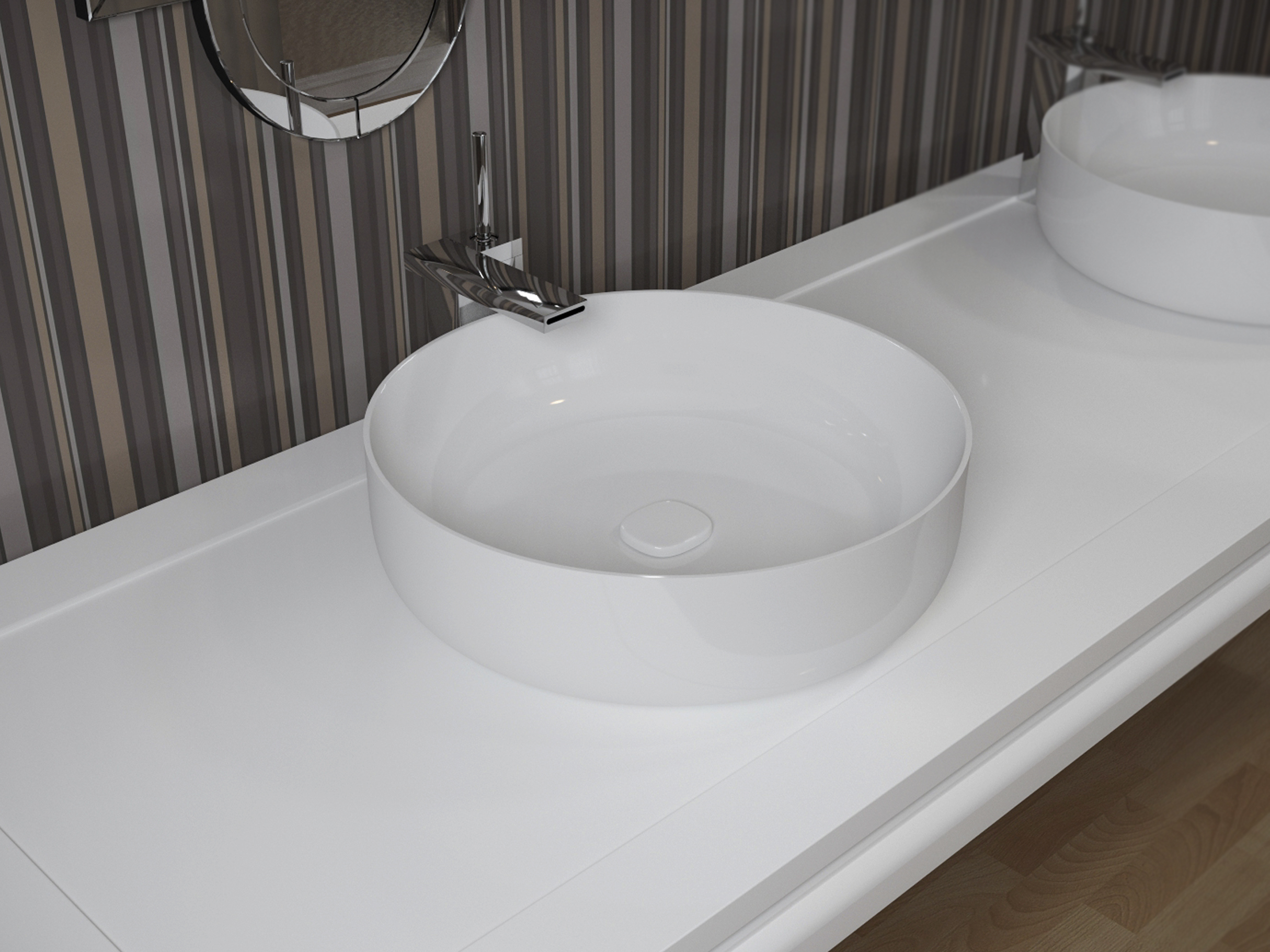 Metamorfosi-Wht Round Ceramic Bathroom Vessel Sink 