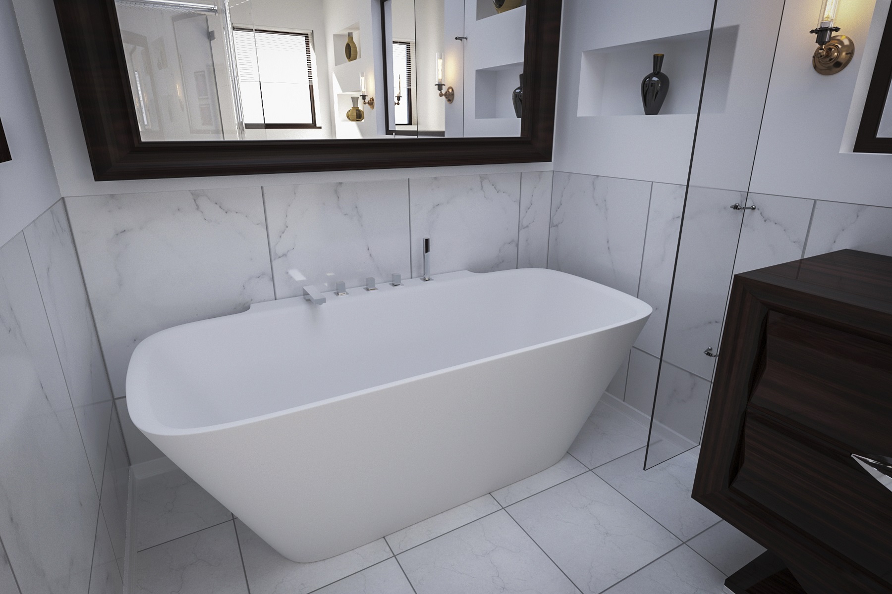 Arabella™ Wall Freestanding AquaStone Bathtub