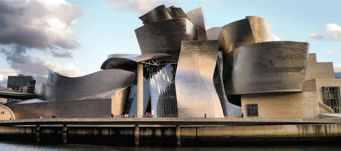 This futuristic building by Frank Gehry houses an art gallery