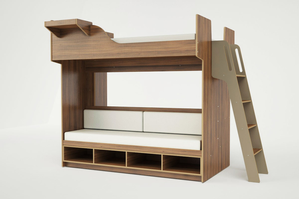 bunk bed with sofa underneath
