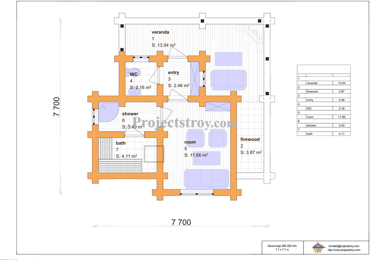 Log cabin of large diameter logs by Projectstroy drawings log cabins