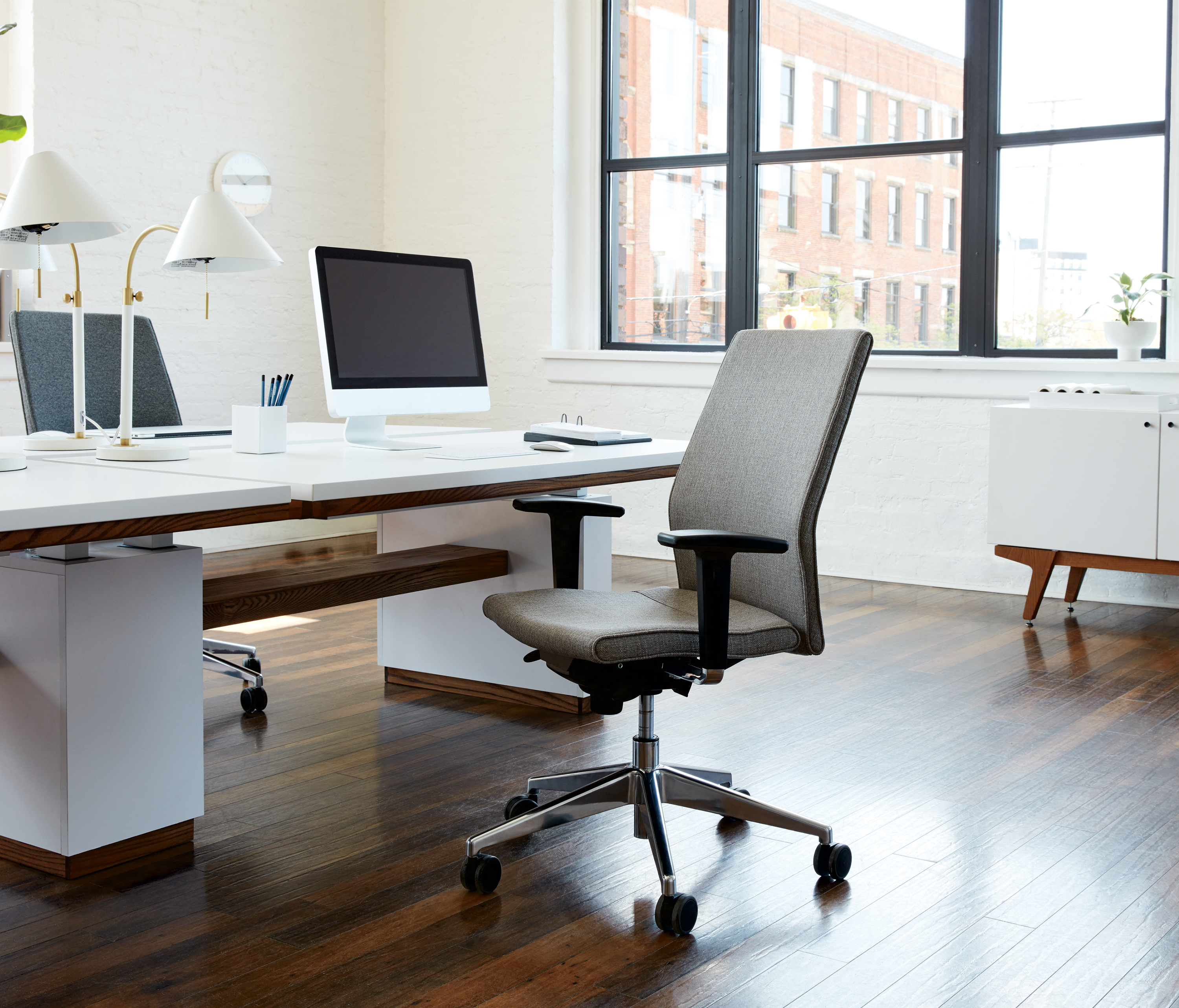 Contoured Upholstered Task Chair with Arms