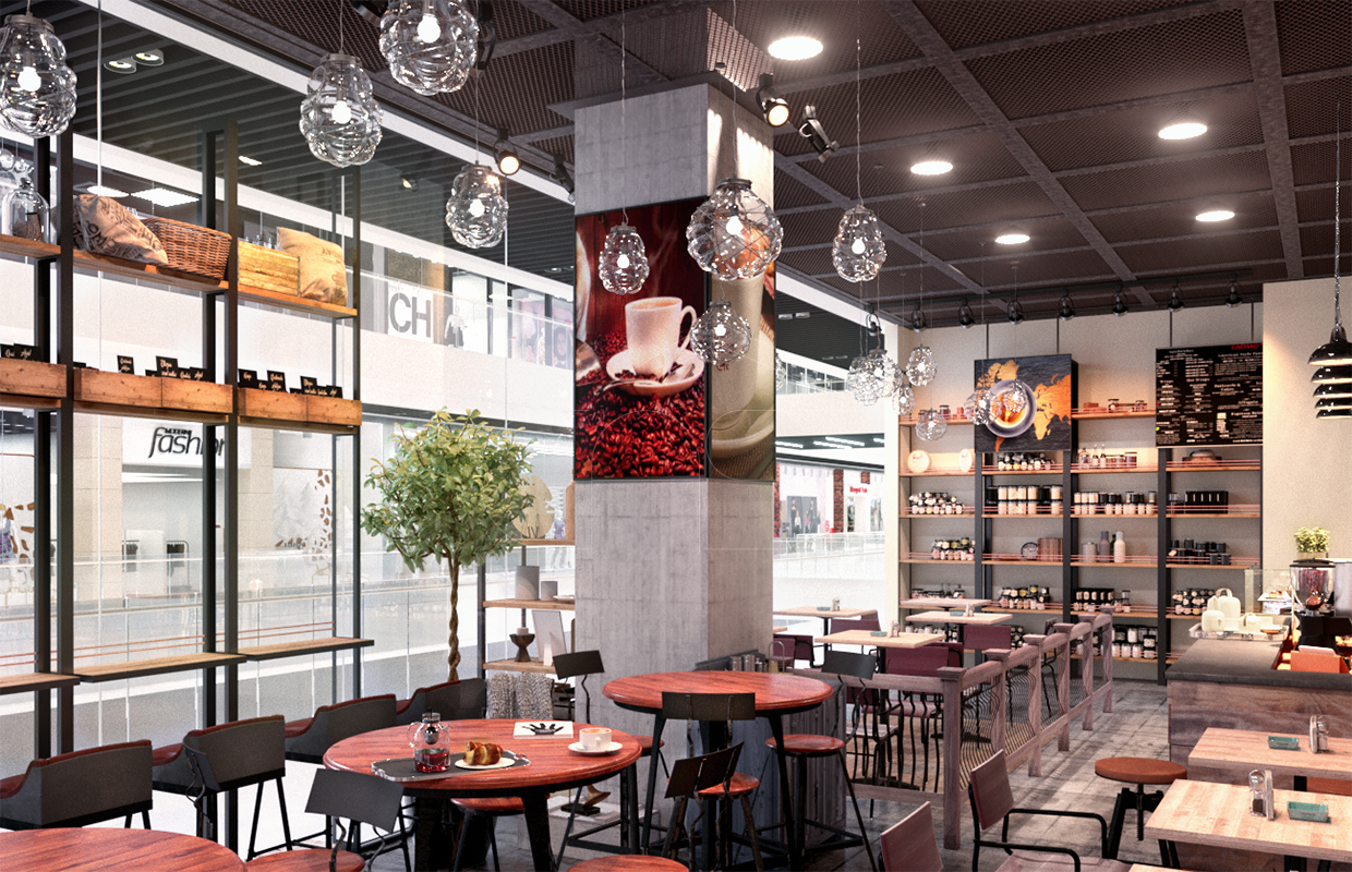 Idea 2115180 Industrial Rustic Cafe Interior Design By Katy