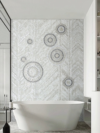 Custom Bathroom Mosaic Backsplash by BGMosaics