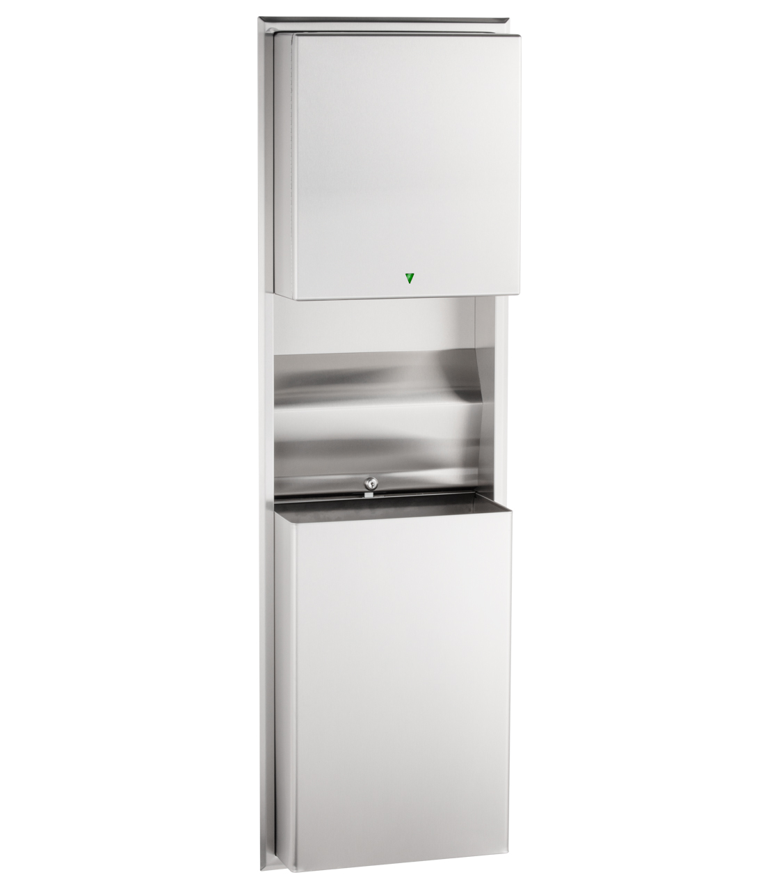 Recessed Convertible Auto Roll Towel Dispenser / Waste Receptacle, Satin Finish, 12-Gallon