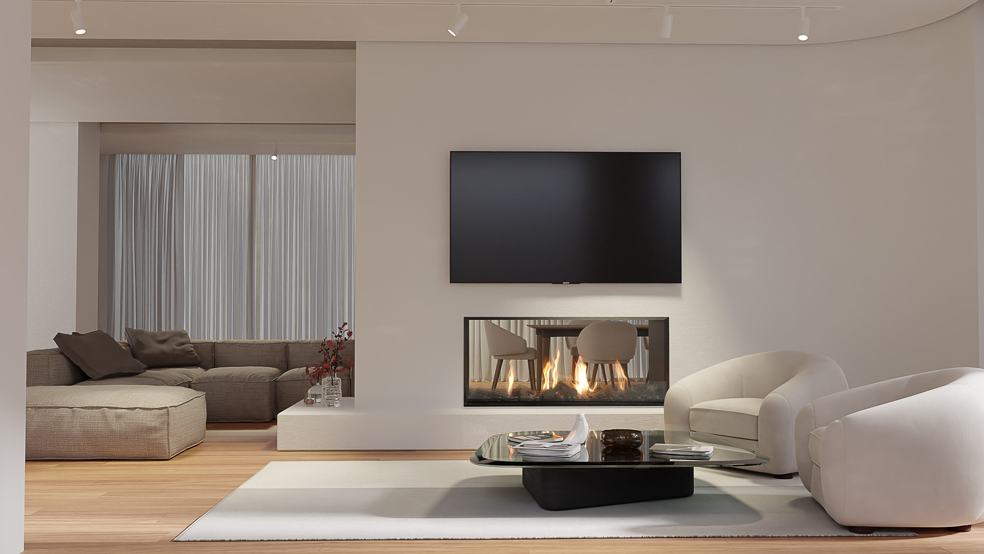 Escea KS55 Glass Barrier See-through Gas Fireplace