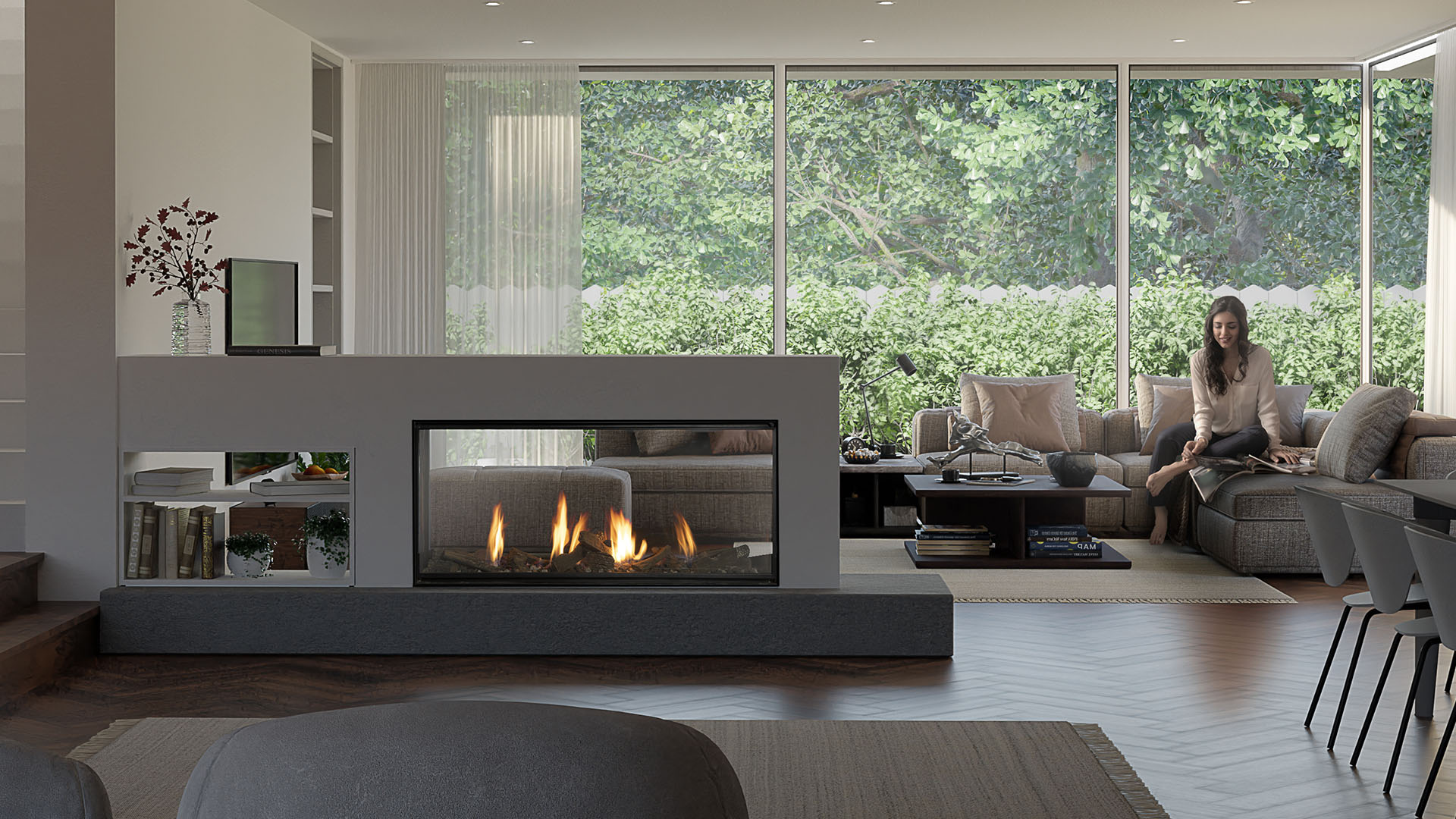 Escea KS55 Mesh Barrier See-through Gas Fireplace