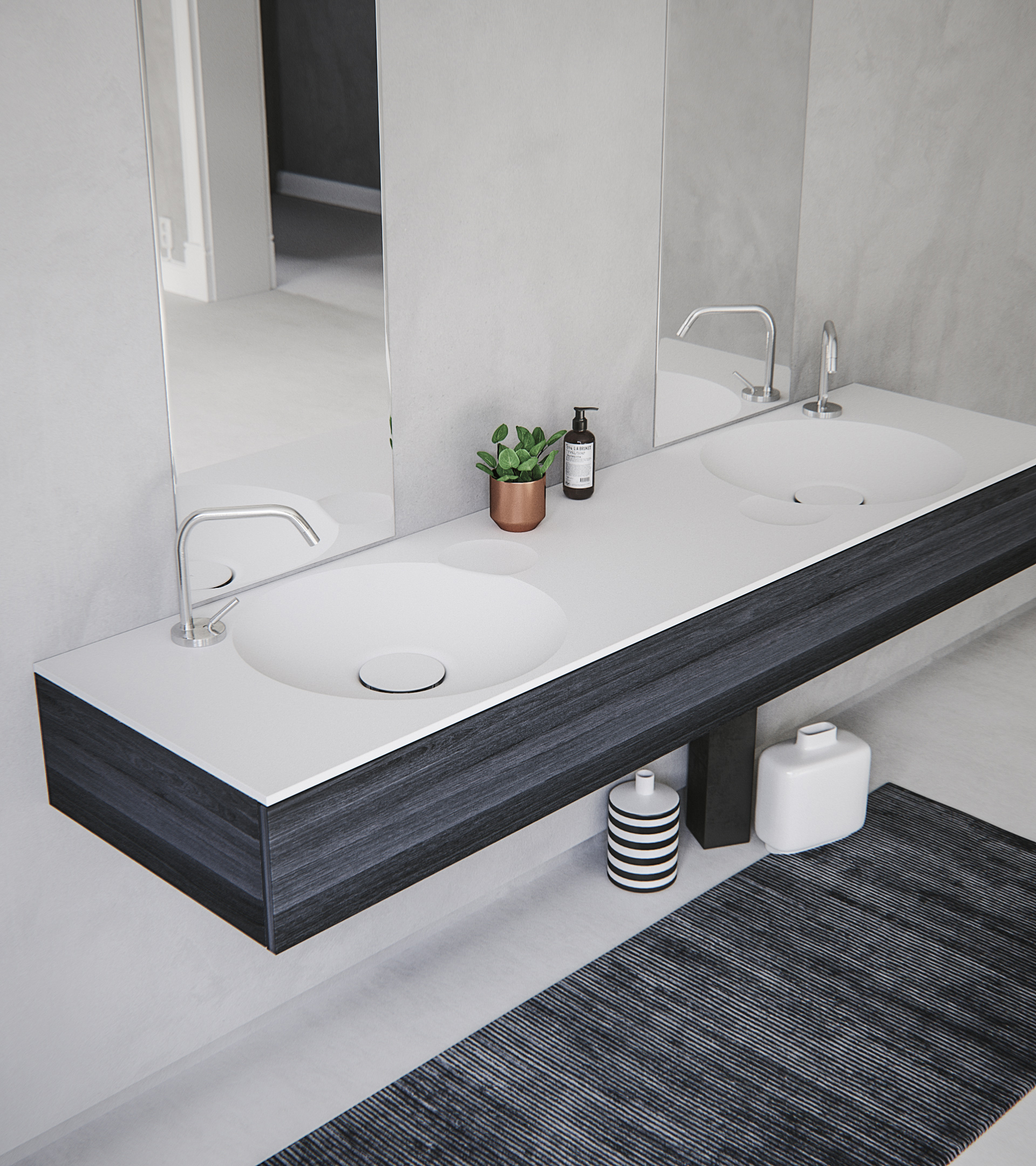 EROSION-02 Dual, bathroom sinks, Solid Surface