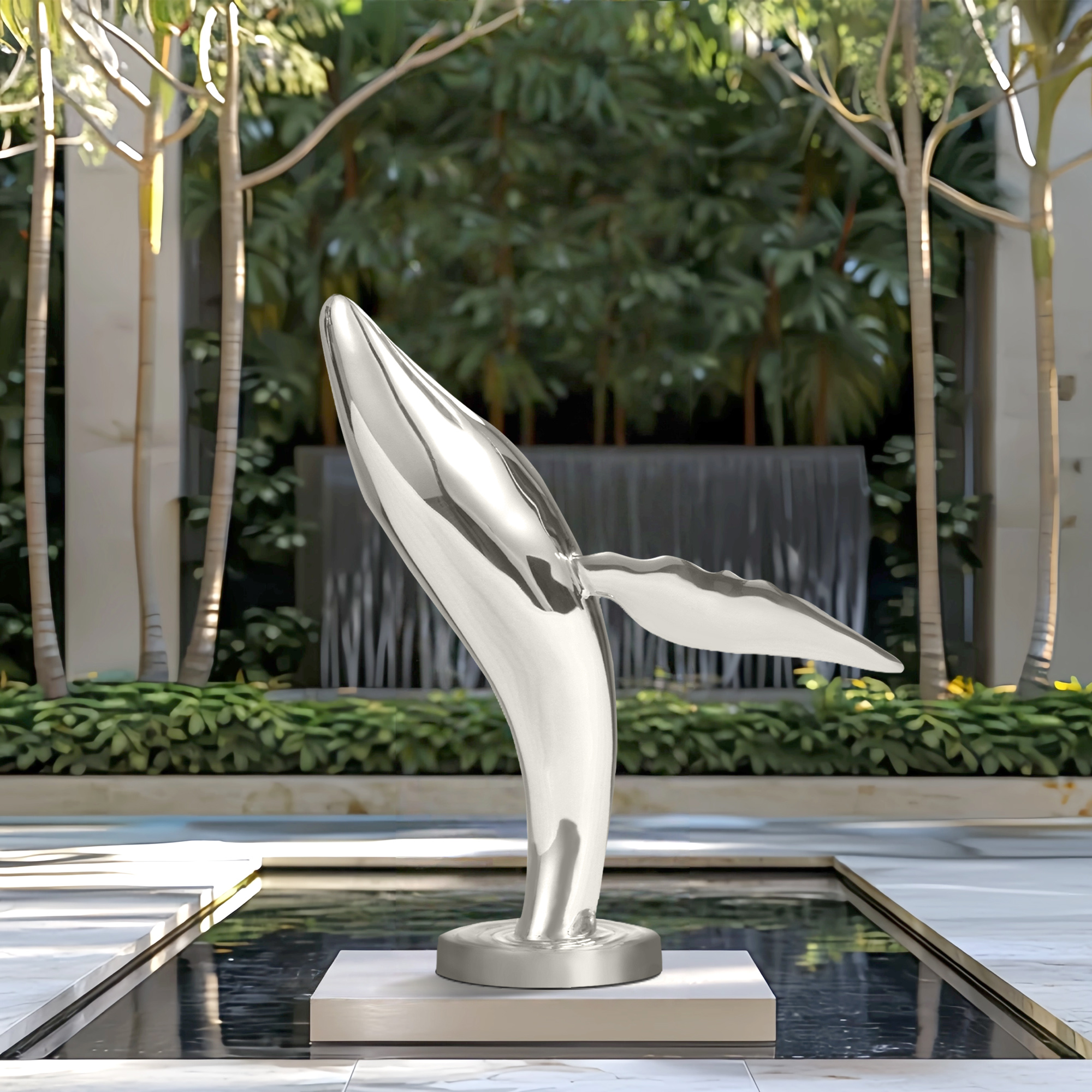 FINEST Modern Stainless Steel Dolphin Sculpture Custom Crafted Indoor Outdoor FS-167