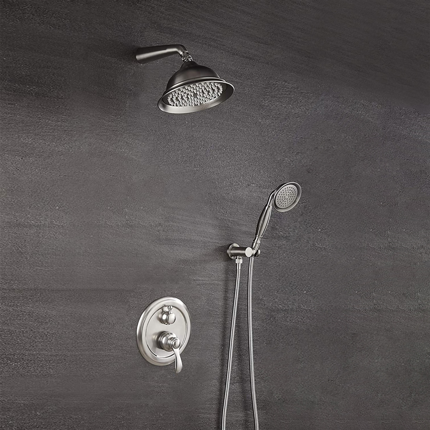 FontanaShowers Brushed Nickel Shower Set With Single Handle Mixer & Handshower
