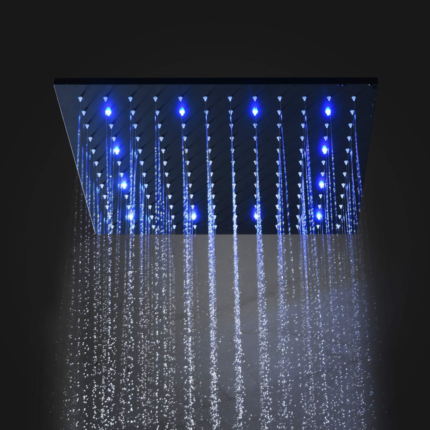 Fontana 16" Matte Black/Dark Oil Rubbed Bronze Square Color Changing LED Rain Shower Head