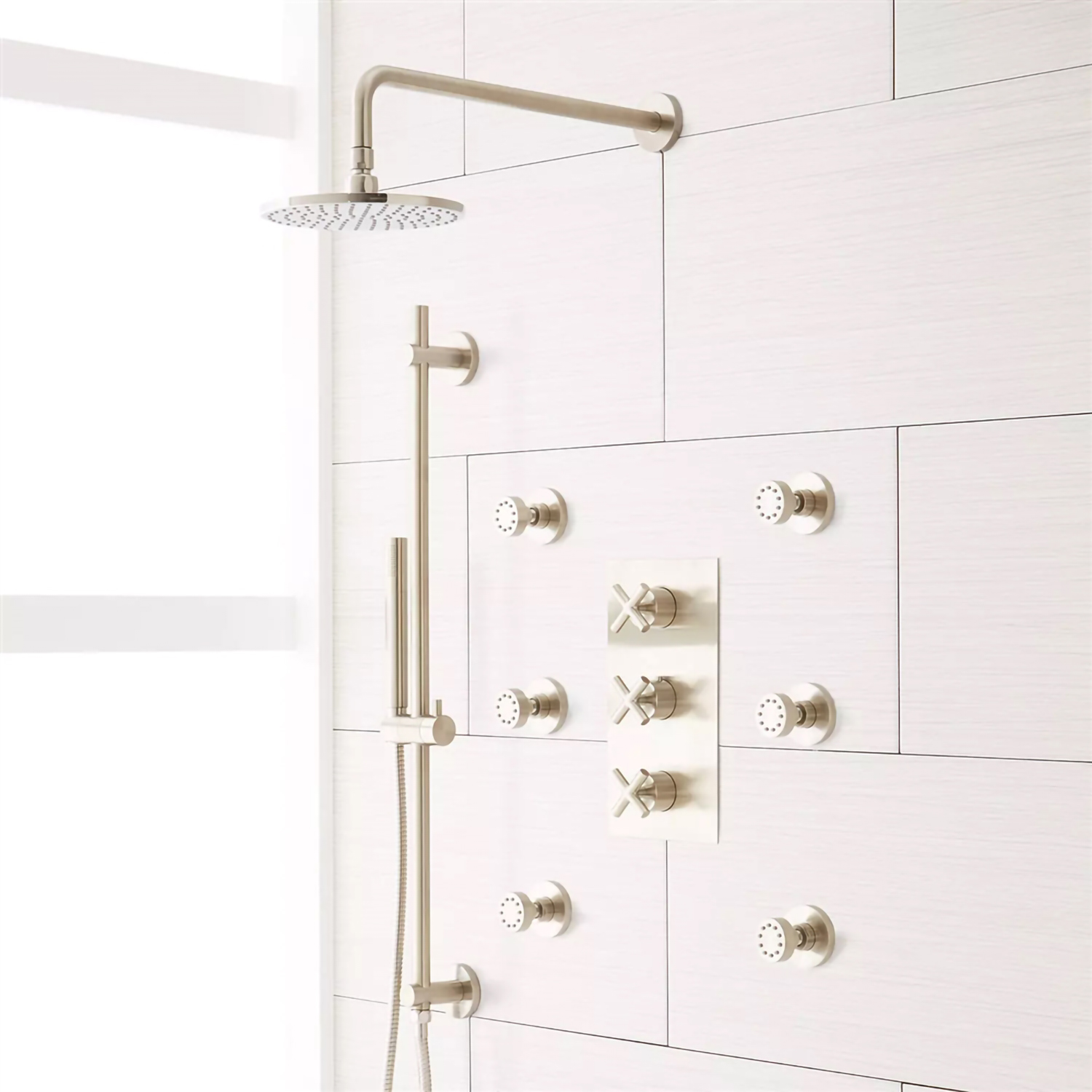 Fontana Lima Brushed Nickel Rainfall Shower System Set 