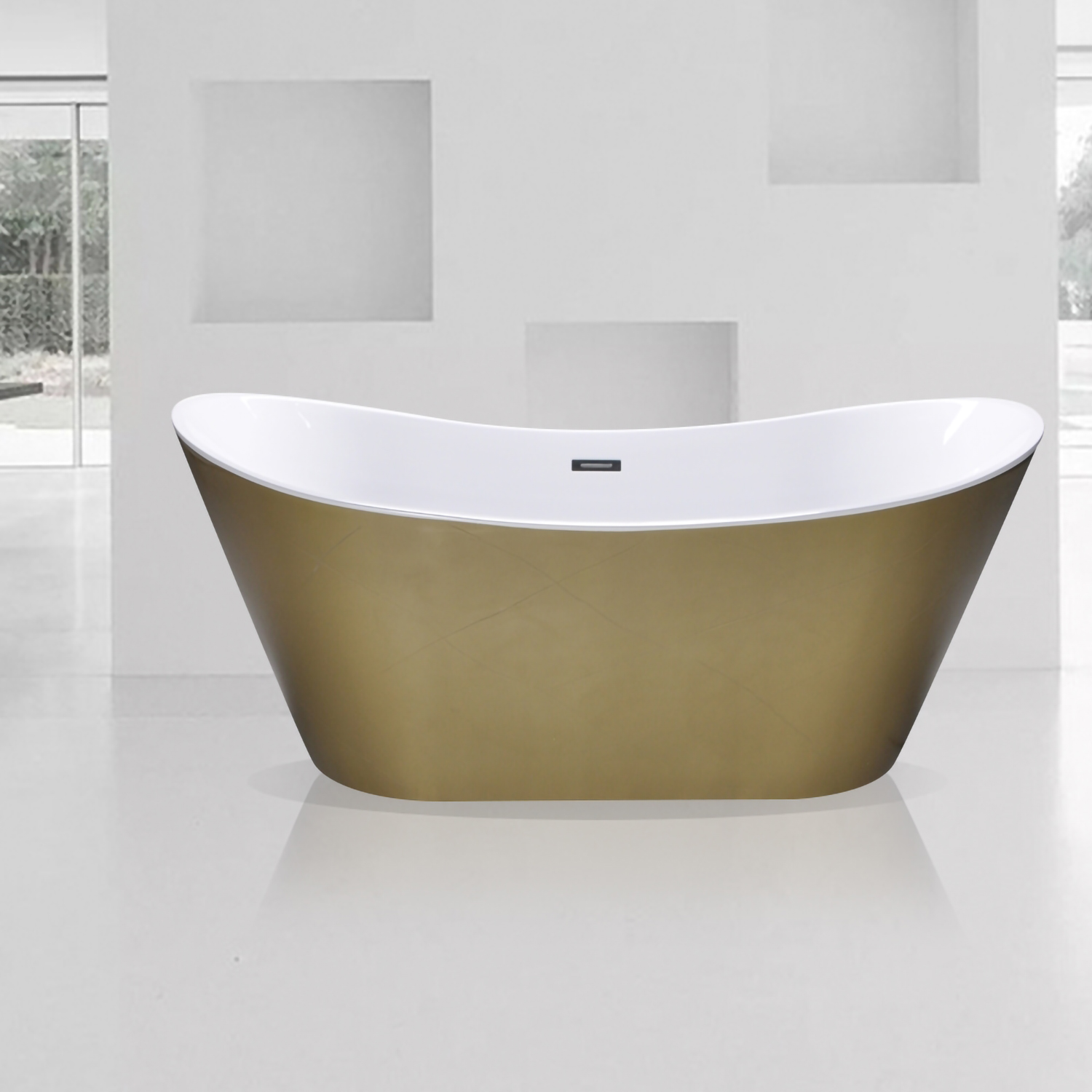 Fontana Lima Gold Freestanding Indoor Acrylic Bathtub
