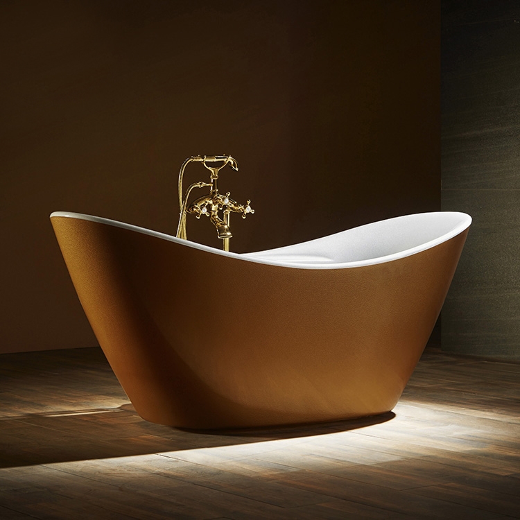 Fontana Luigi Gold Classic Style Acrylic Freestanding Bathtub