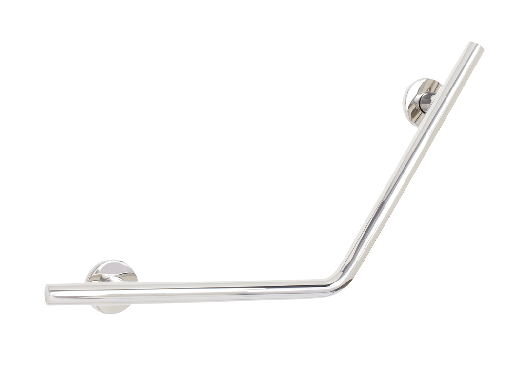 16" x 16" Angled Wedge Wall Mount Grab Bar, 1 ¼" Diameter, Polished Finish
