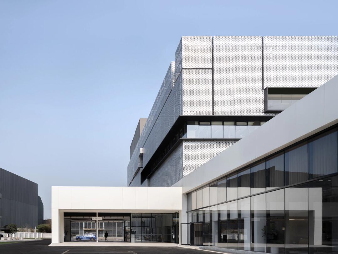 Perforated Metal Facade of Car Dealership