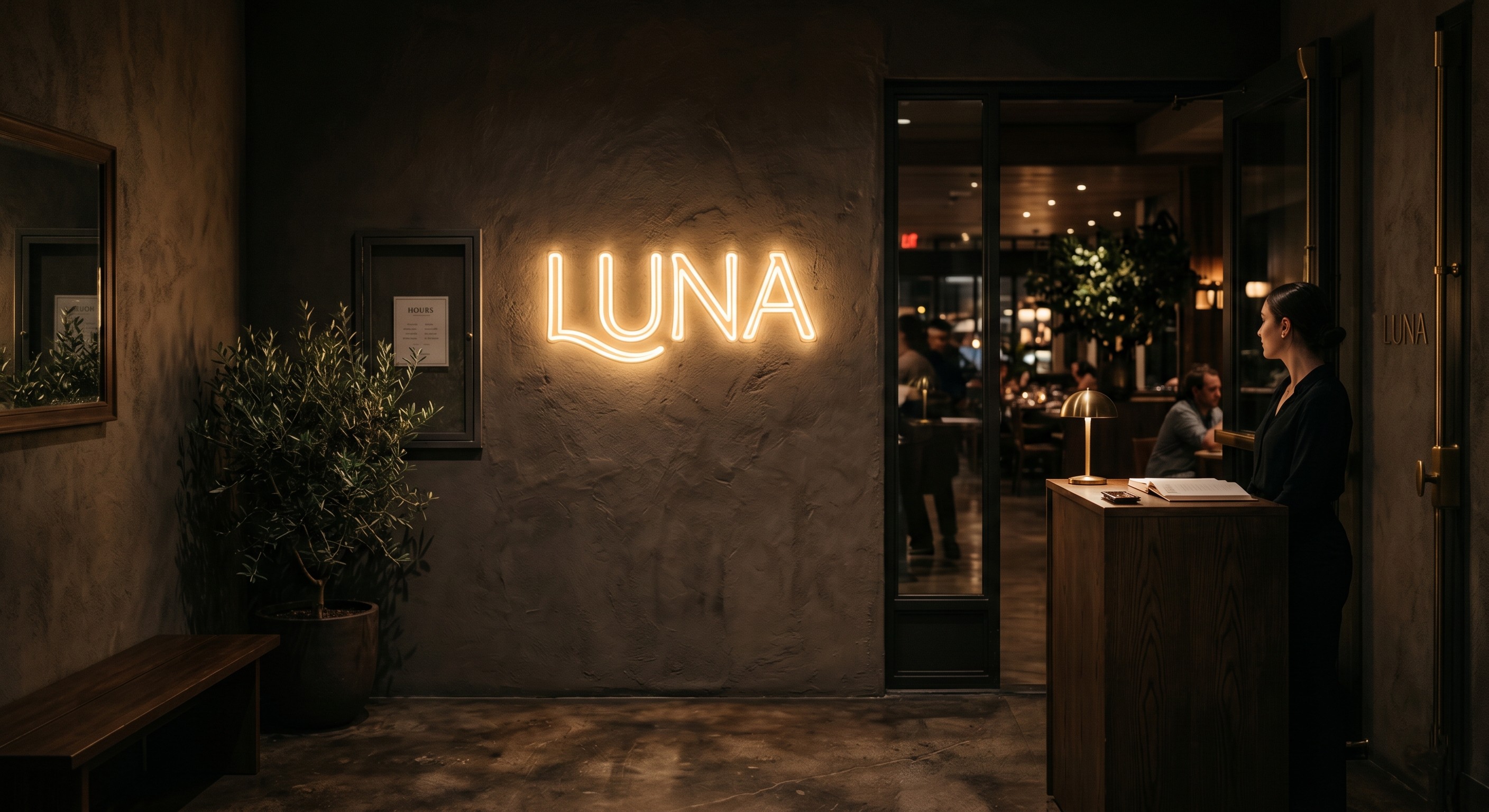 LUNA – Custom LED Signage for Hospitality Entrance