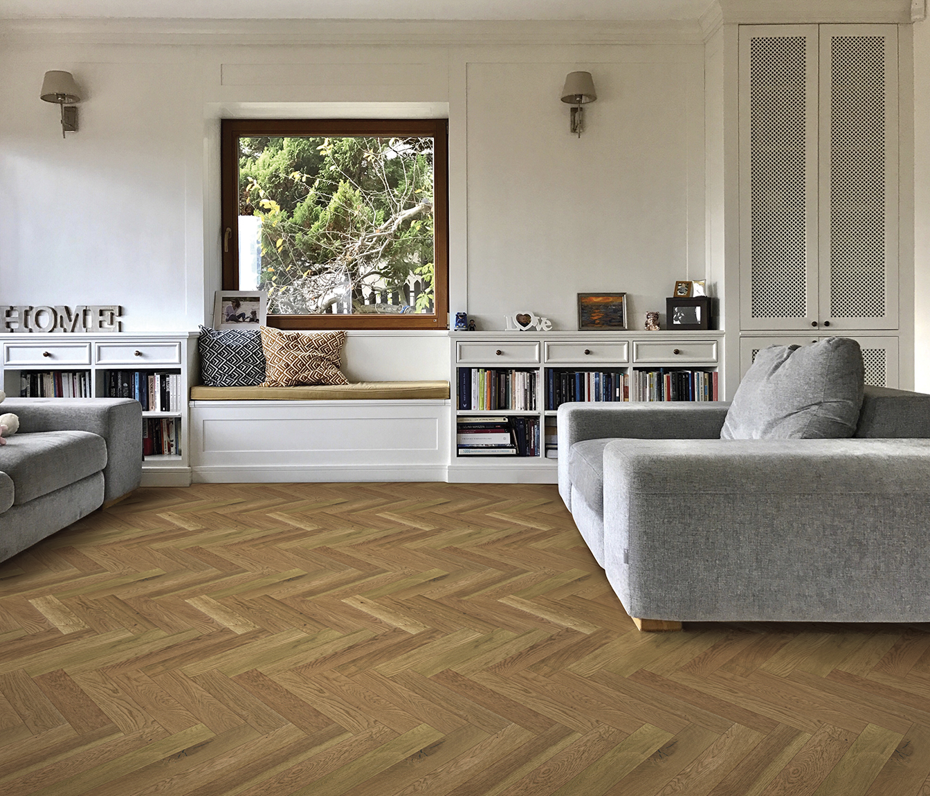 Mount Castle Herringbone Engineered White Oak Hardwood Sherwood