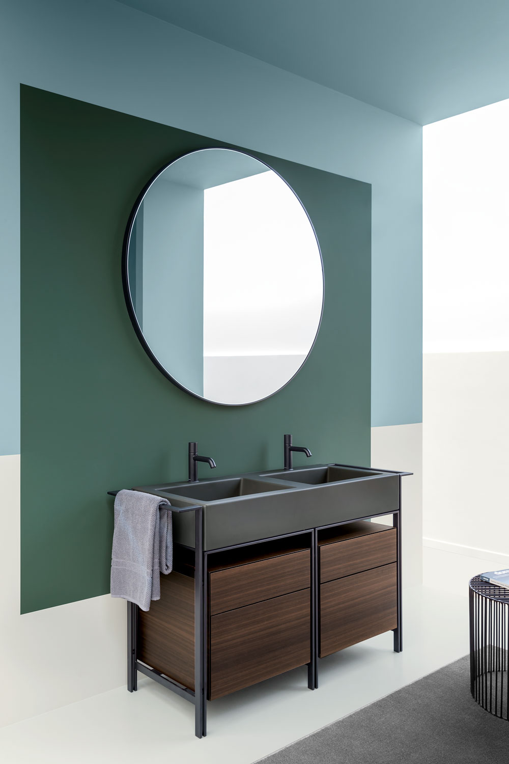 NARCISO DOPPIO washbasin with cabinet, design Andrea Parisio, Giuseppe Pezzano