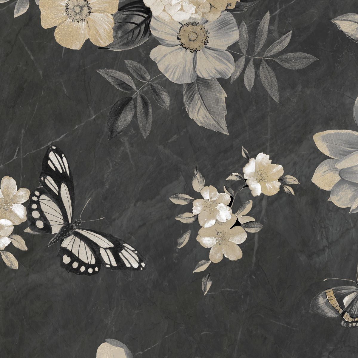 Floral porcelain stoneware wall tiles