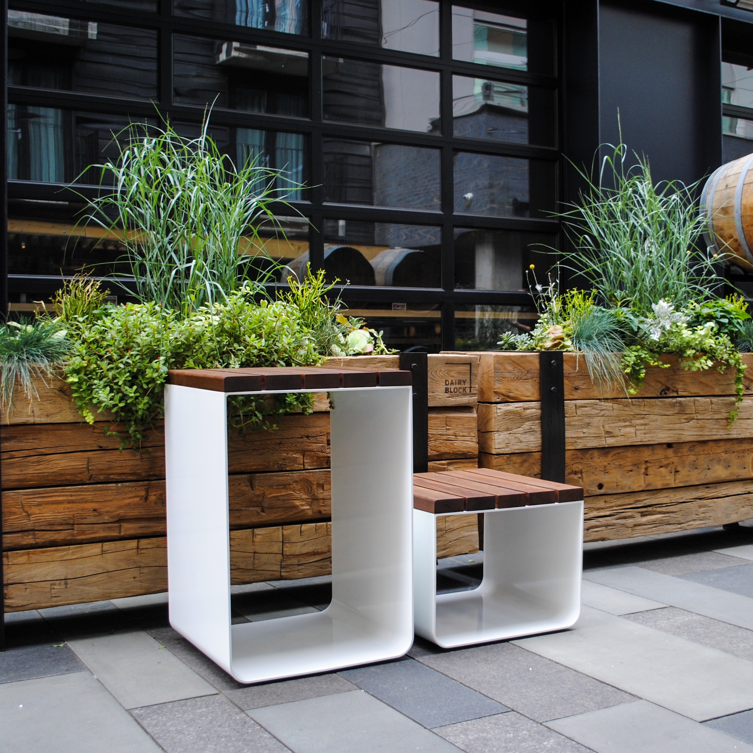 Site Pieces | Open + Solid Side Stools Planters