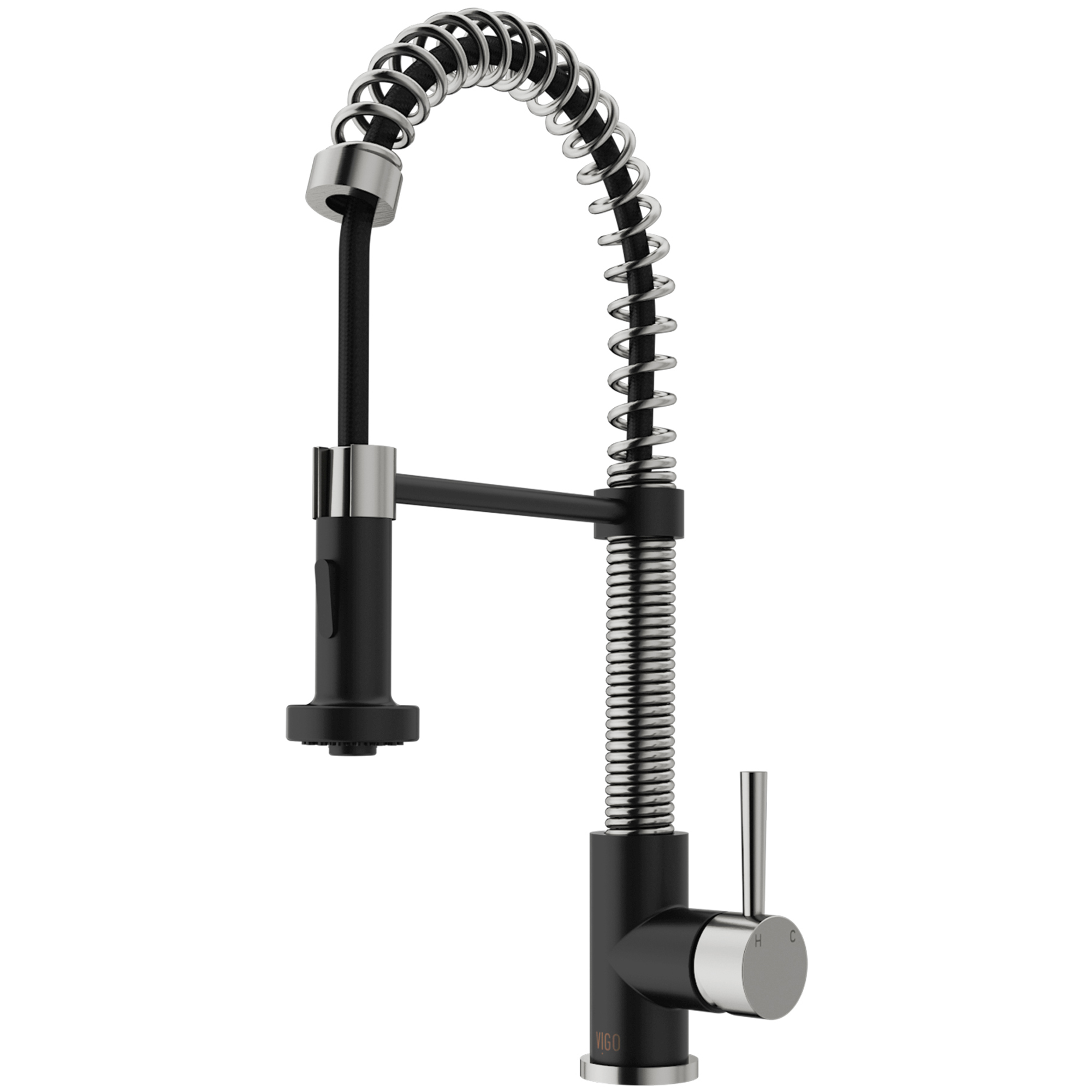 VIGO Edison Pull-Down Spray Kitchen Faucet In Stainless Steel/Matte Black