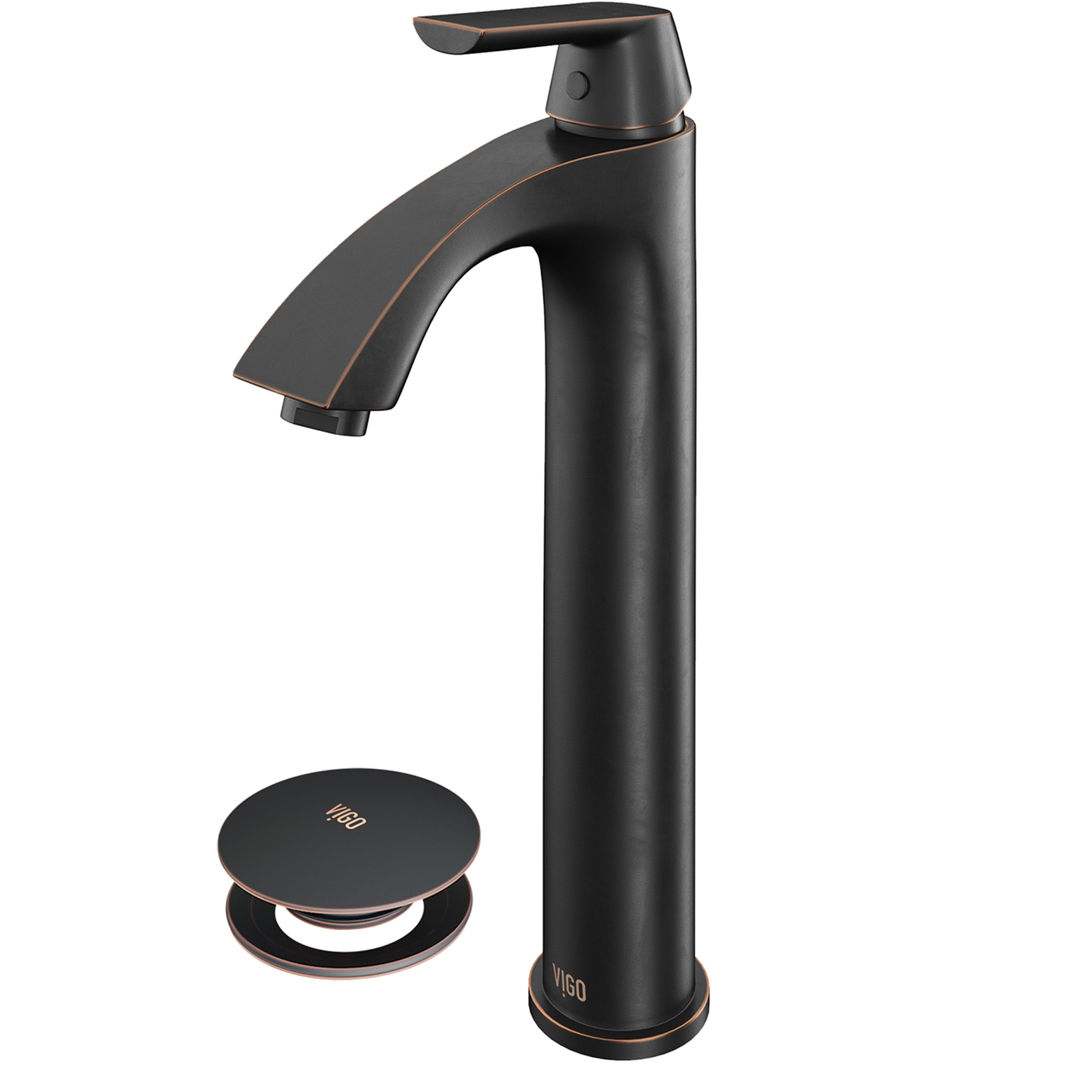 VIGO Linus Vessel Bathroom Faucet With Pop Up In Antique Rubbed Bronze