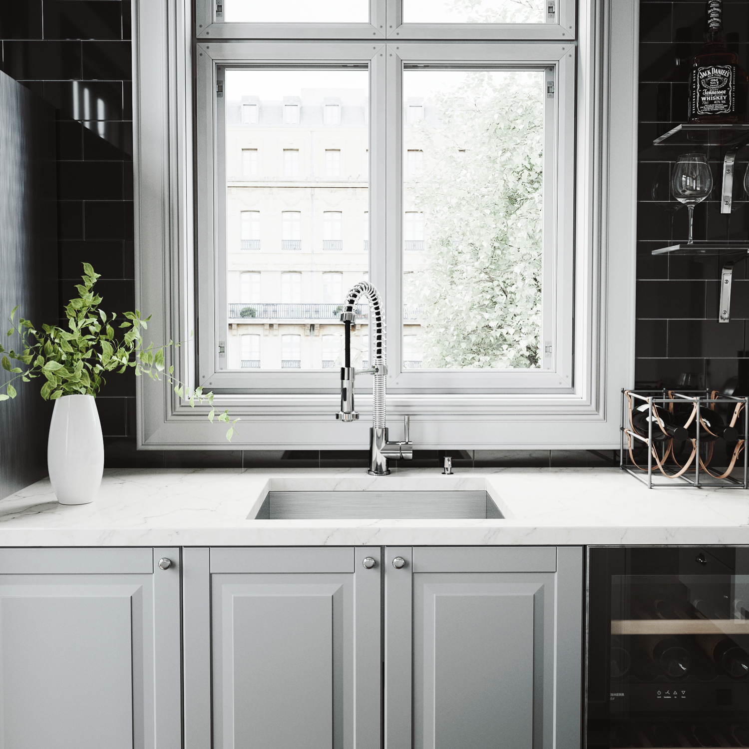 VIGO 23" X 20" Ludlow Stainless Steel Undermount Kitchen Sink, With Grid And Strainer
