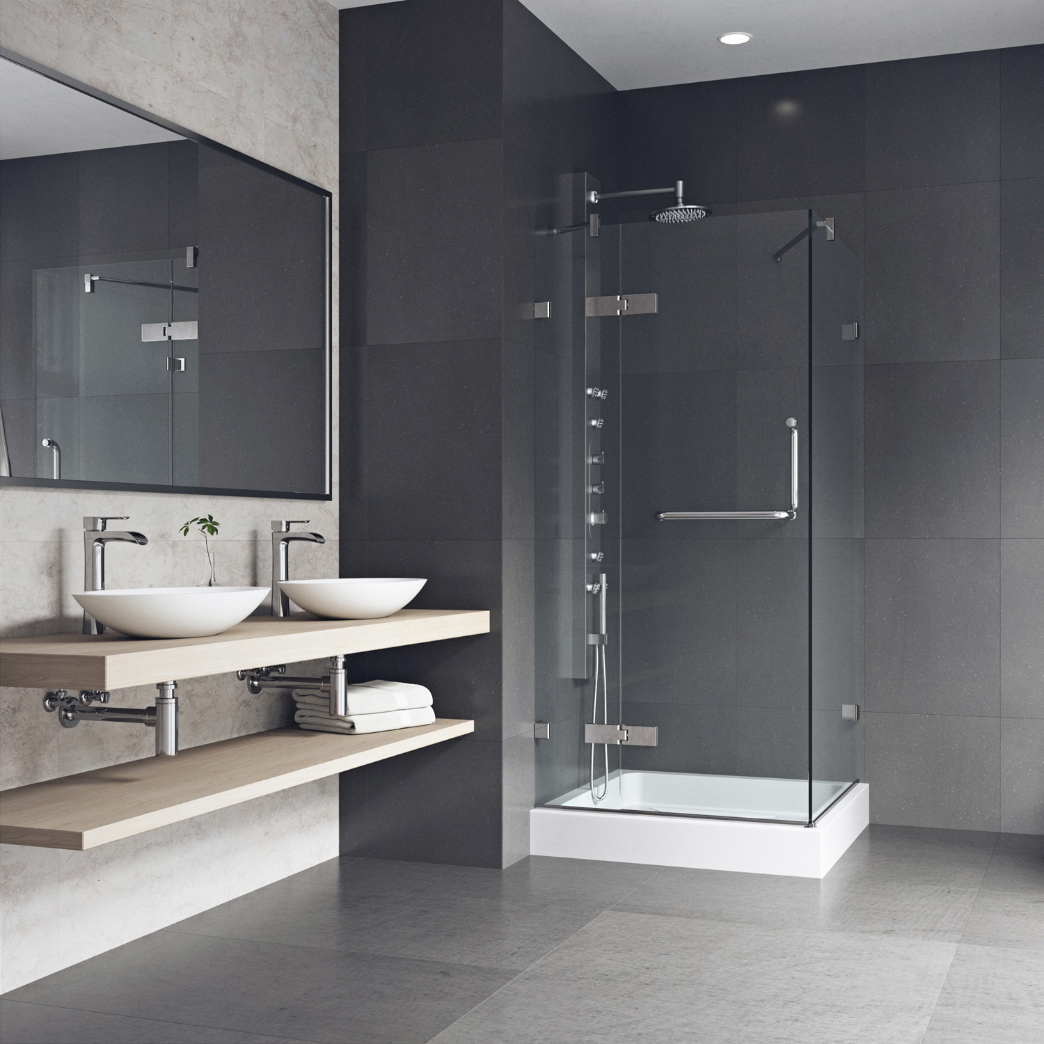 VIGO Monteray Frameless Shower Enclosure With Base