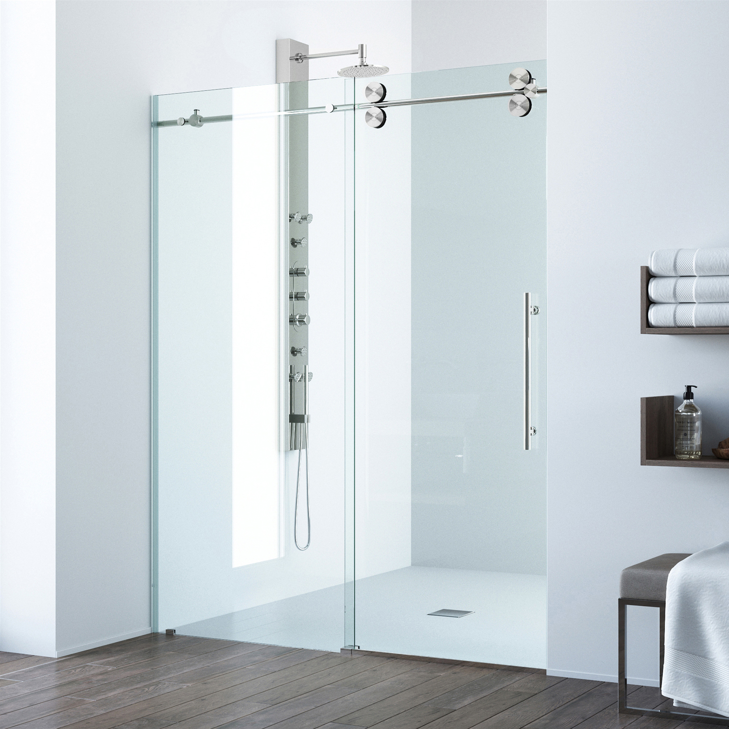 VIGO Elan Adjustable Frameless Sliding Shower Door 68" - 72" ST